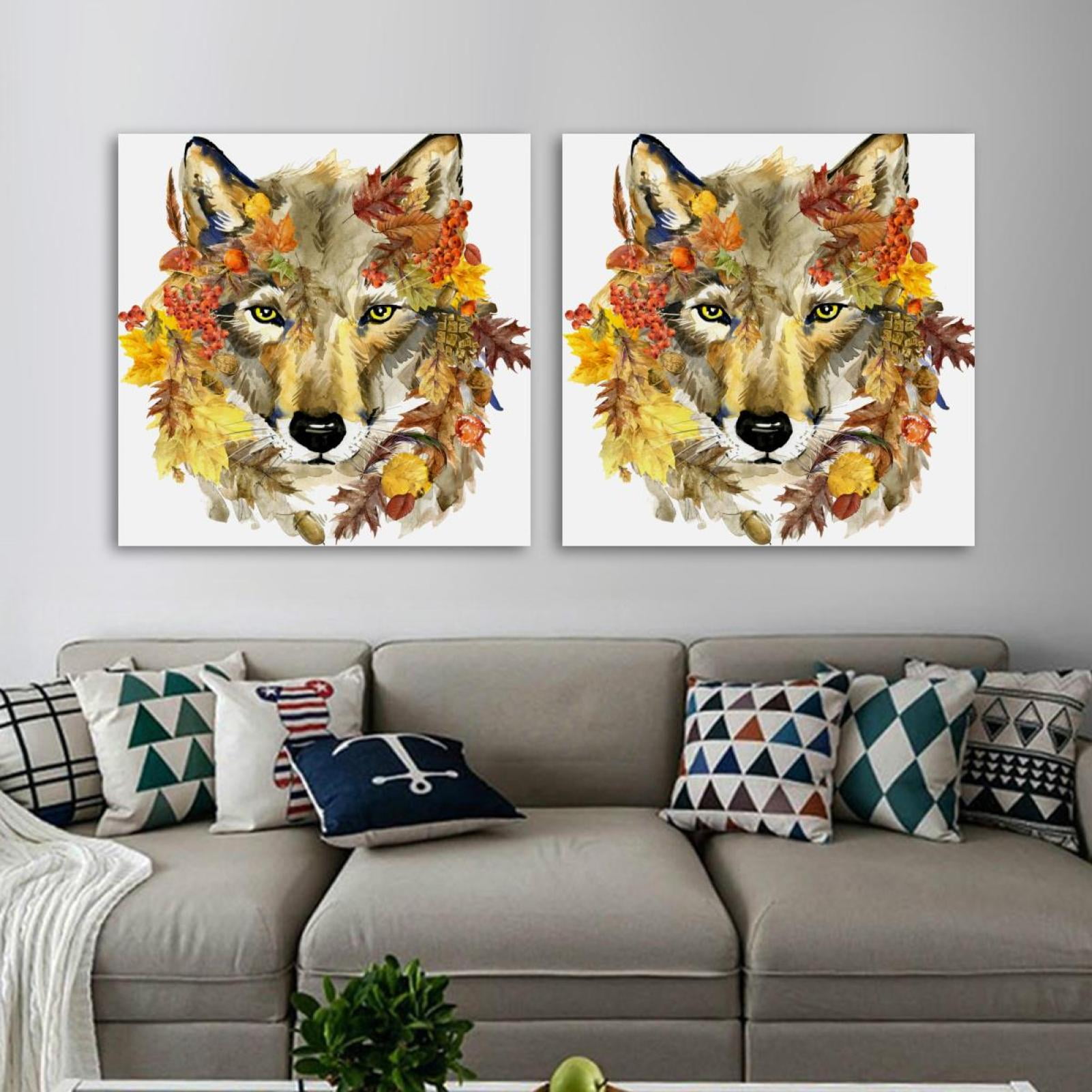 OWNSERIES Blue FourLeaf Clover Pattern 2PC Canvas Wall Art Paintings