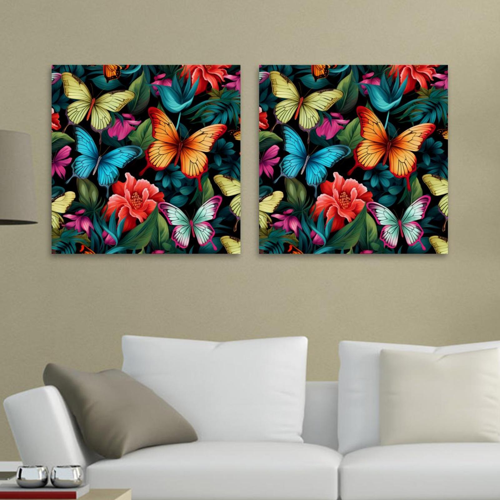 OWNSERIES Butterfly Pattern 2PC Canvas Wall Art Paintings for Living