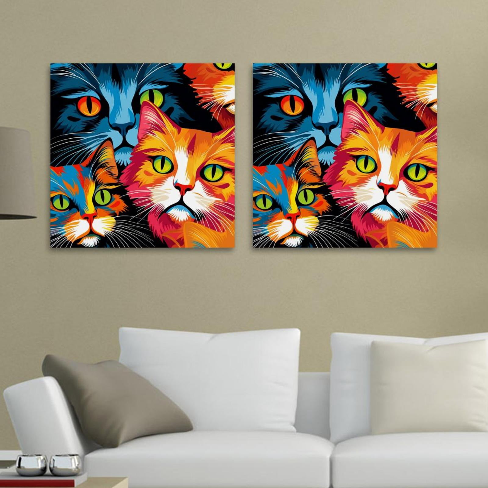 OWNSERIES Cat Pattern 2PC Canvas Wall Art Paintings for Living Room