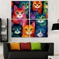 OWNSERIES Cats Pattern Pattern 4PC Frameless Canvas Wall Art Paintings
