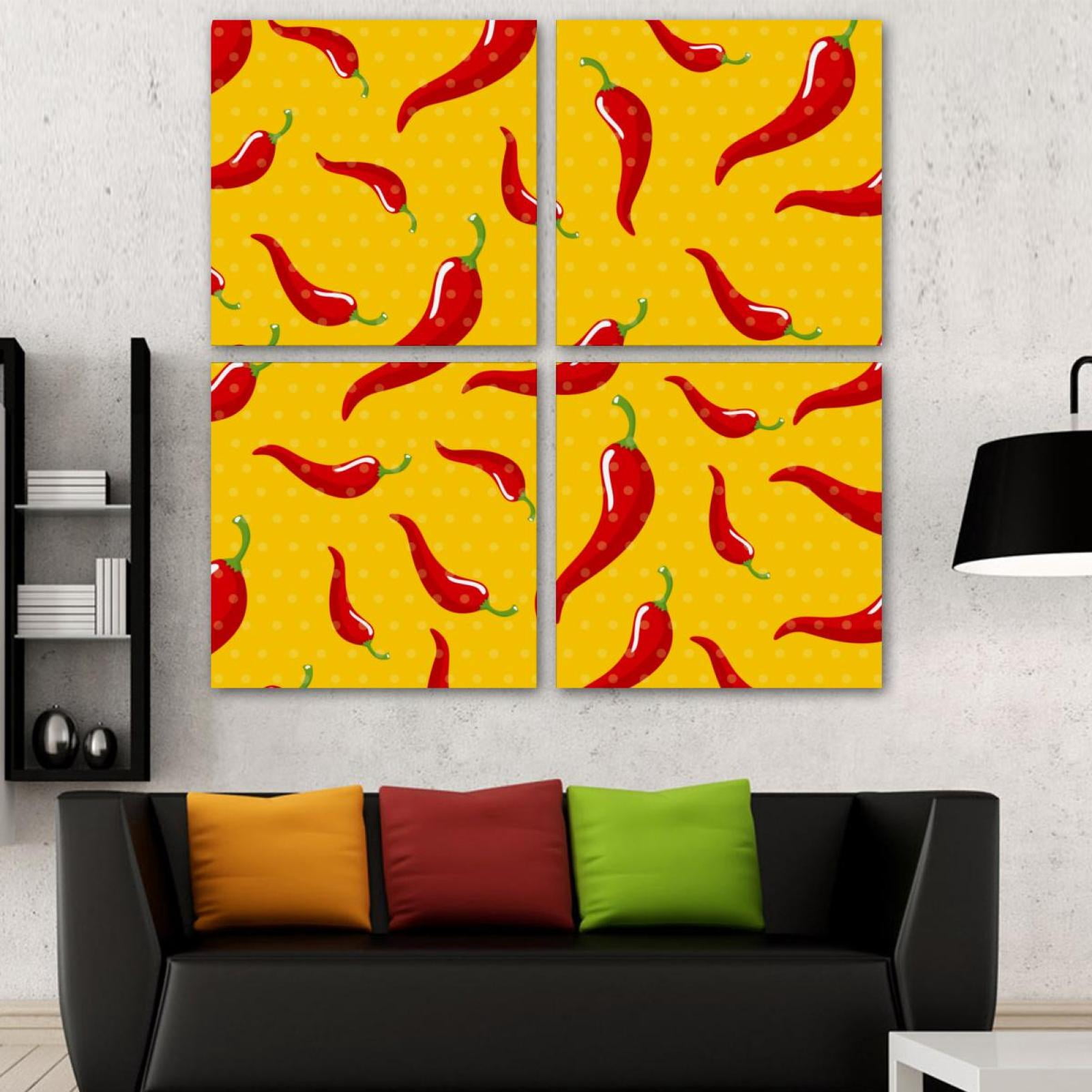 ownseries-chili-yellow-pattern-4pc-frameless-canvas-wall-art-paintings