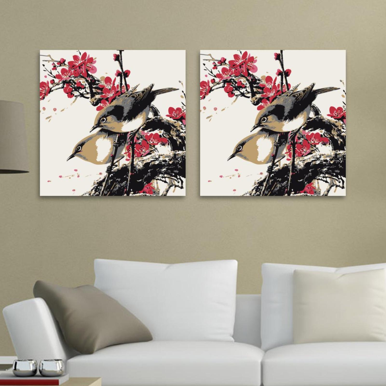 OWNSERIES Chinese Birds with Plum Blossom Pattern 2PC Canvas Wall Art ...