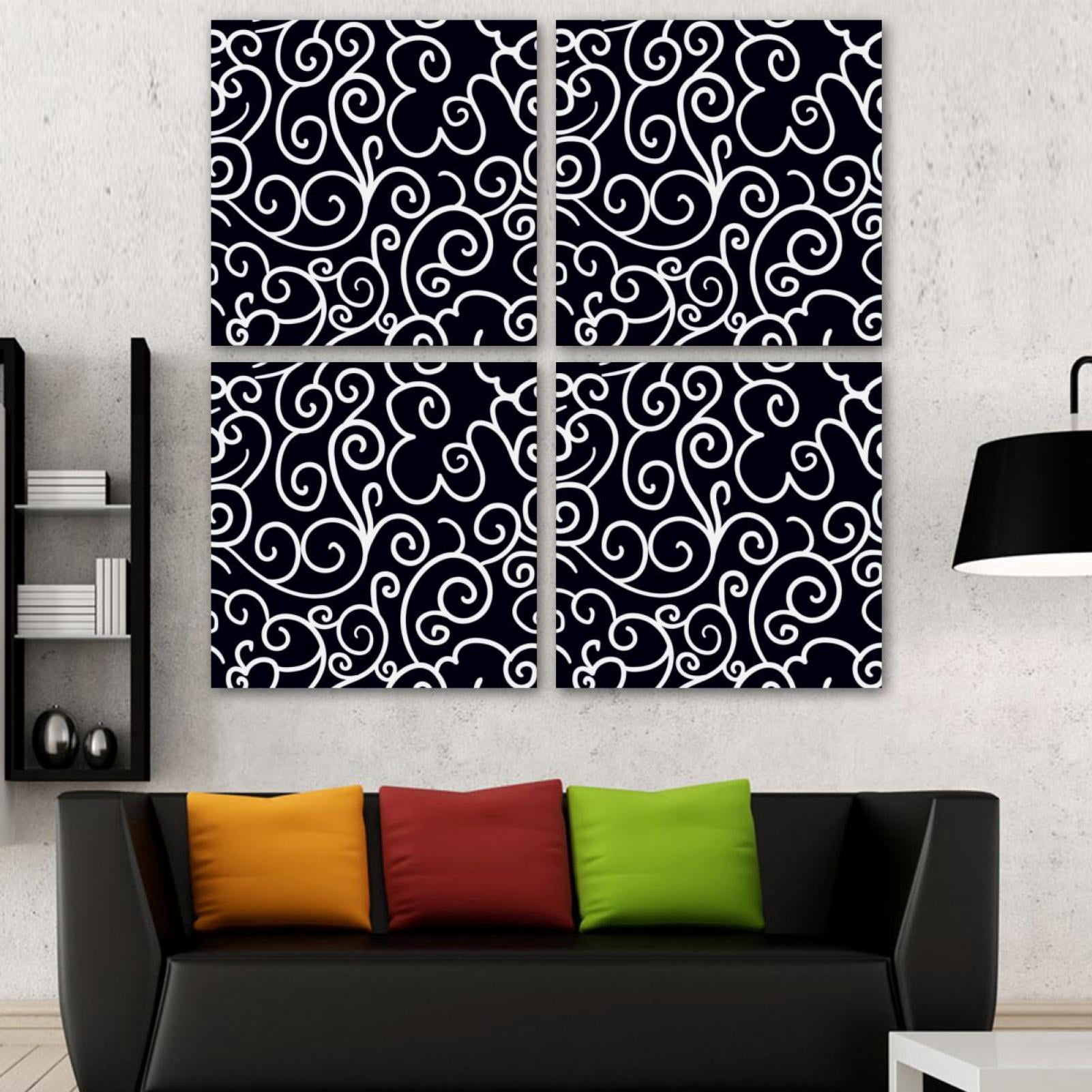 OWNSERIES Chinese Clouds Navy Pattern 4PC Frameless Canvas Wall Art ...