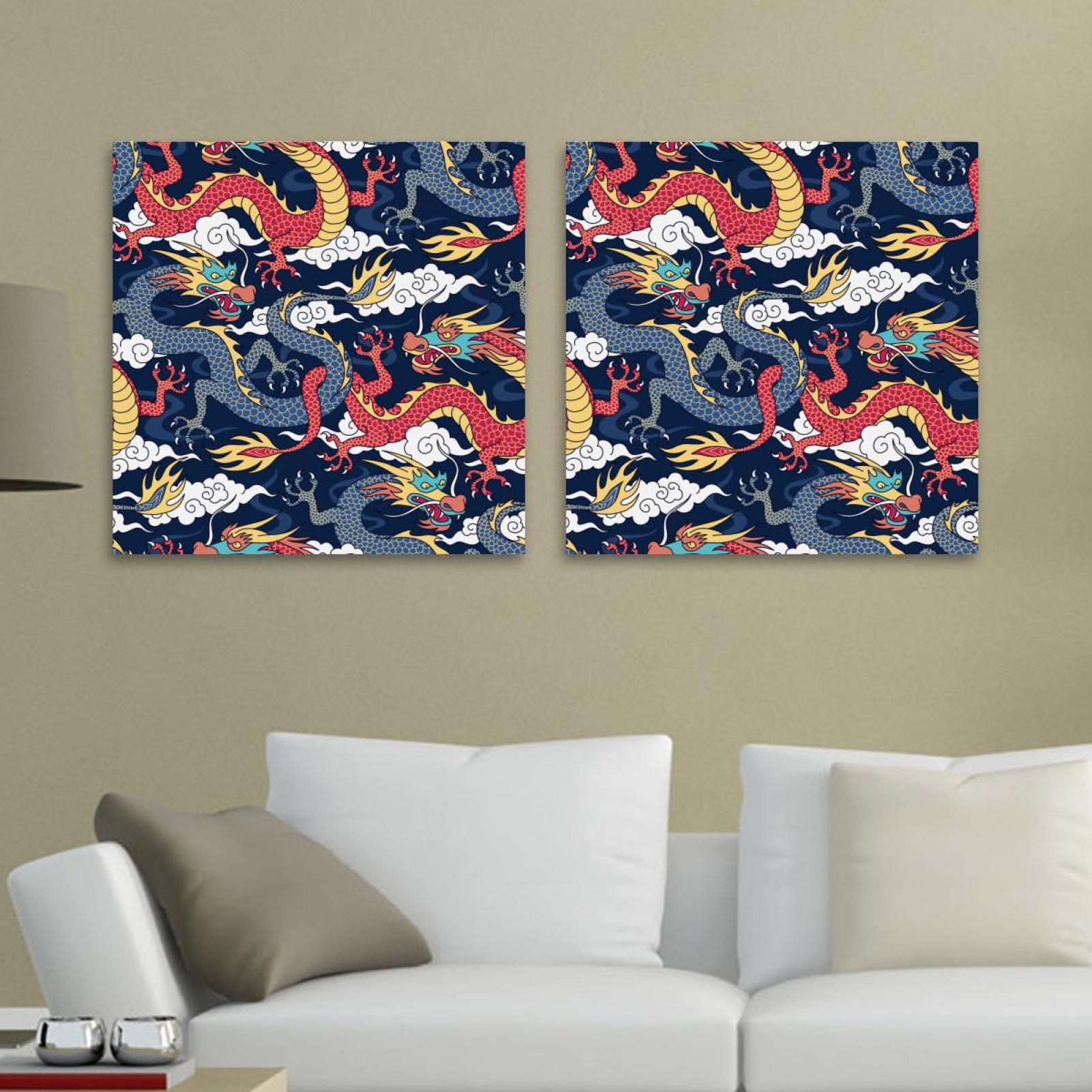 OWNSERIES Chinese Dragon Clouds Pattern 2PC Canvas Wall Art Paintings ...