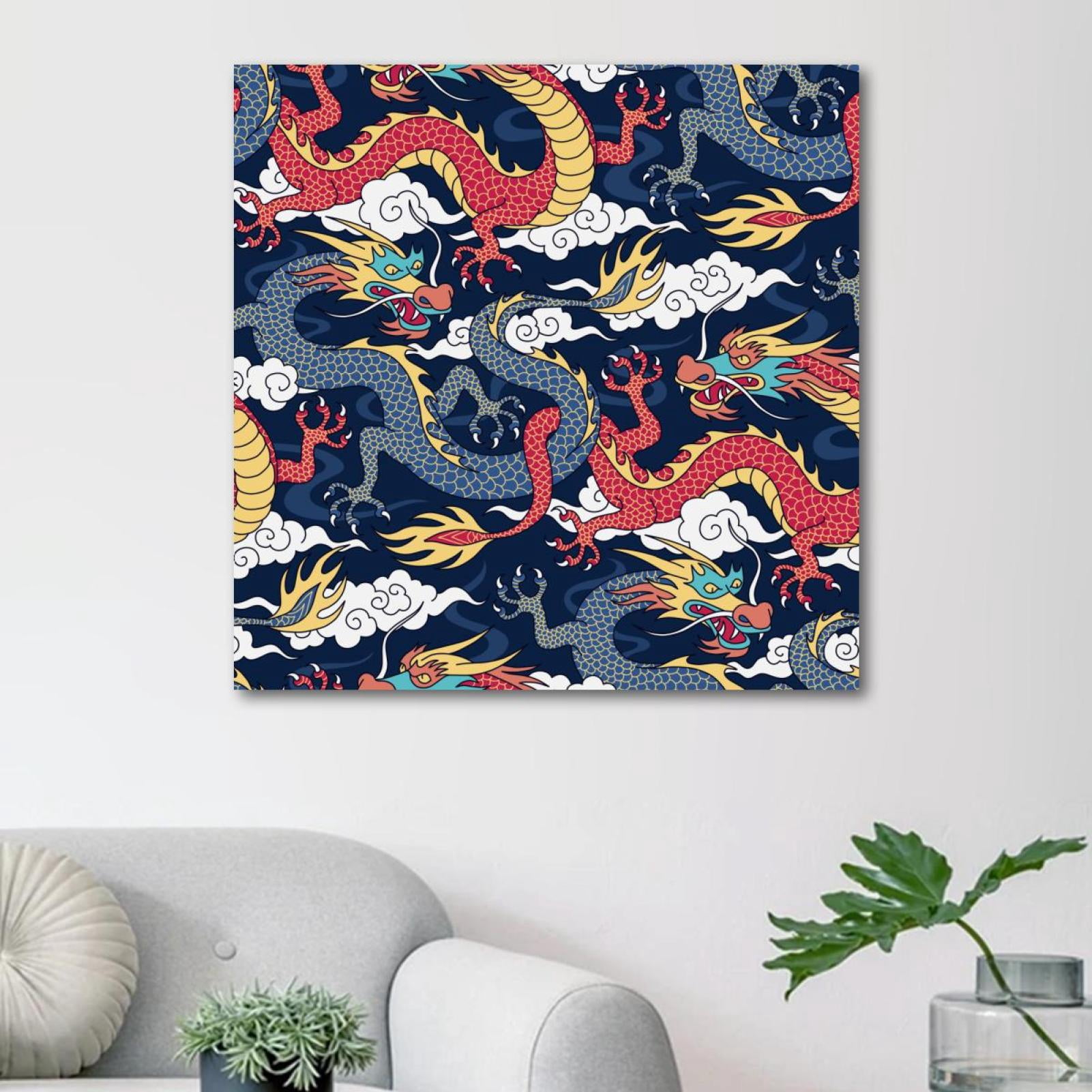 OWNSERIES Chinese Dragon Clouds Pattern Canvas Wall Art Paintings for ...