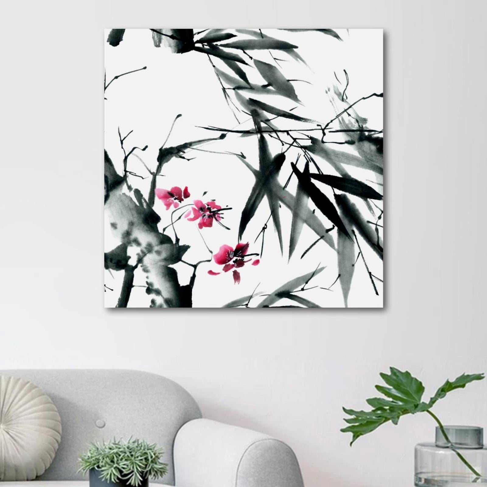 OWNSERIES Chinese Ink Painting Bamboo Plum Pattern Canvas Wall Art ...