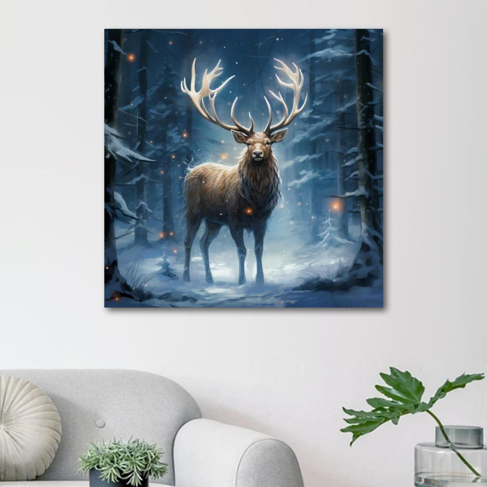OWNSERIES Christmas Elk Pattern Canvas Wall Art Paintings for Living