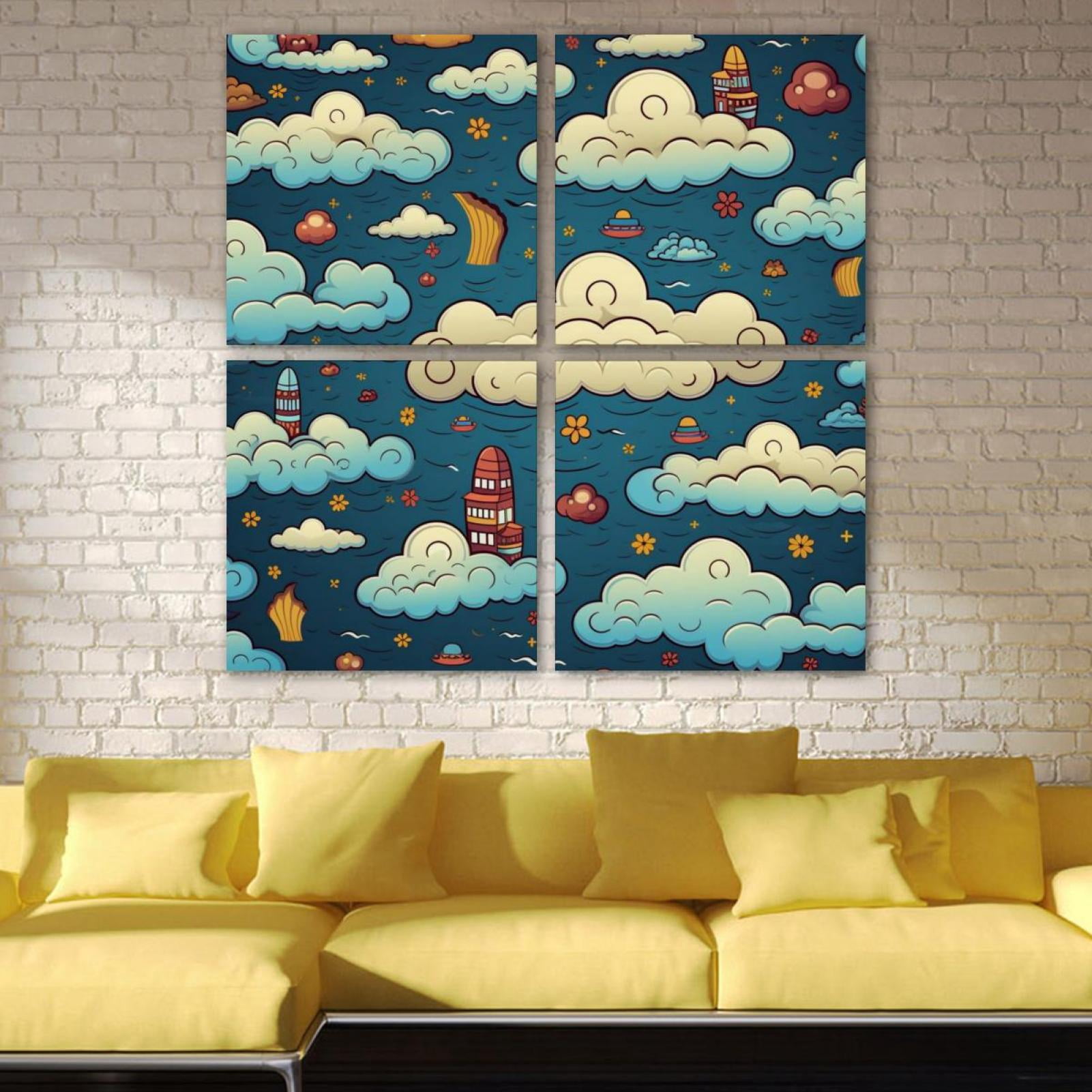 OWNSERIES Clouds Pattern Pattern 4PC Frameless Canvas Wall Art ...