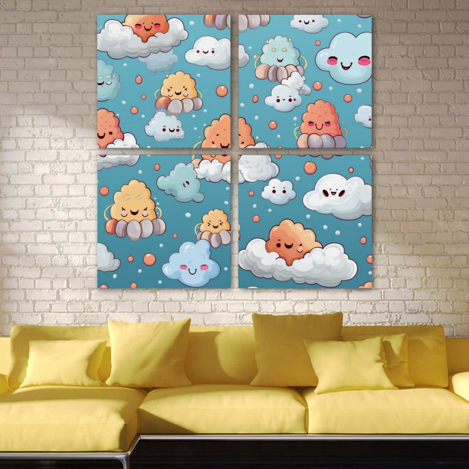 OWNSERIES Clouds Pattern Pattern 4PC Frameless Canvas Wall Art ...
