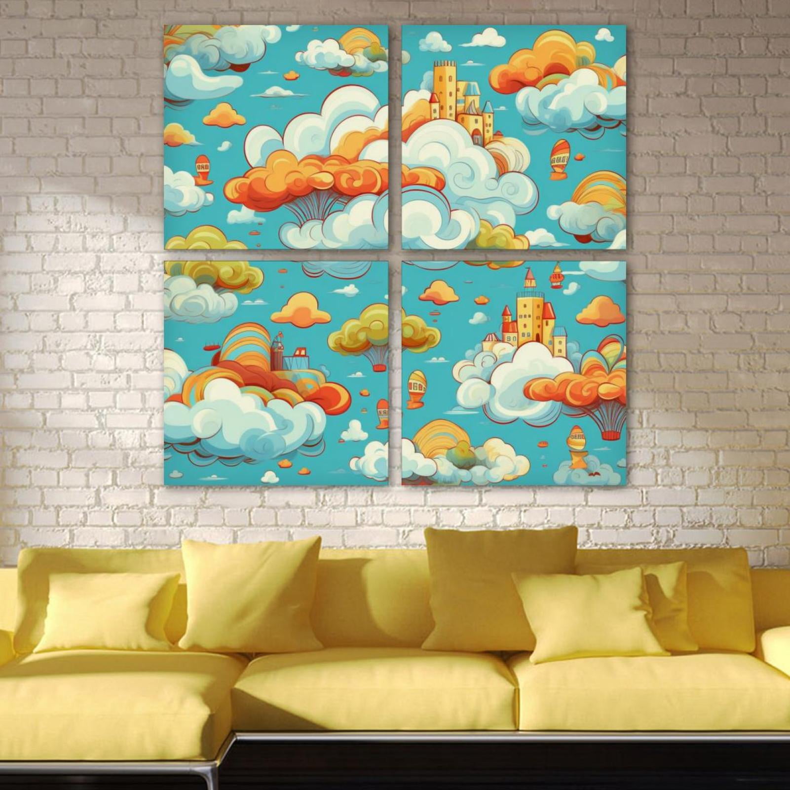 OWNSERIES Clouds Pattern Pattern 4PC Frameless Canvas Wall Art ...