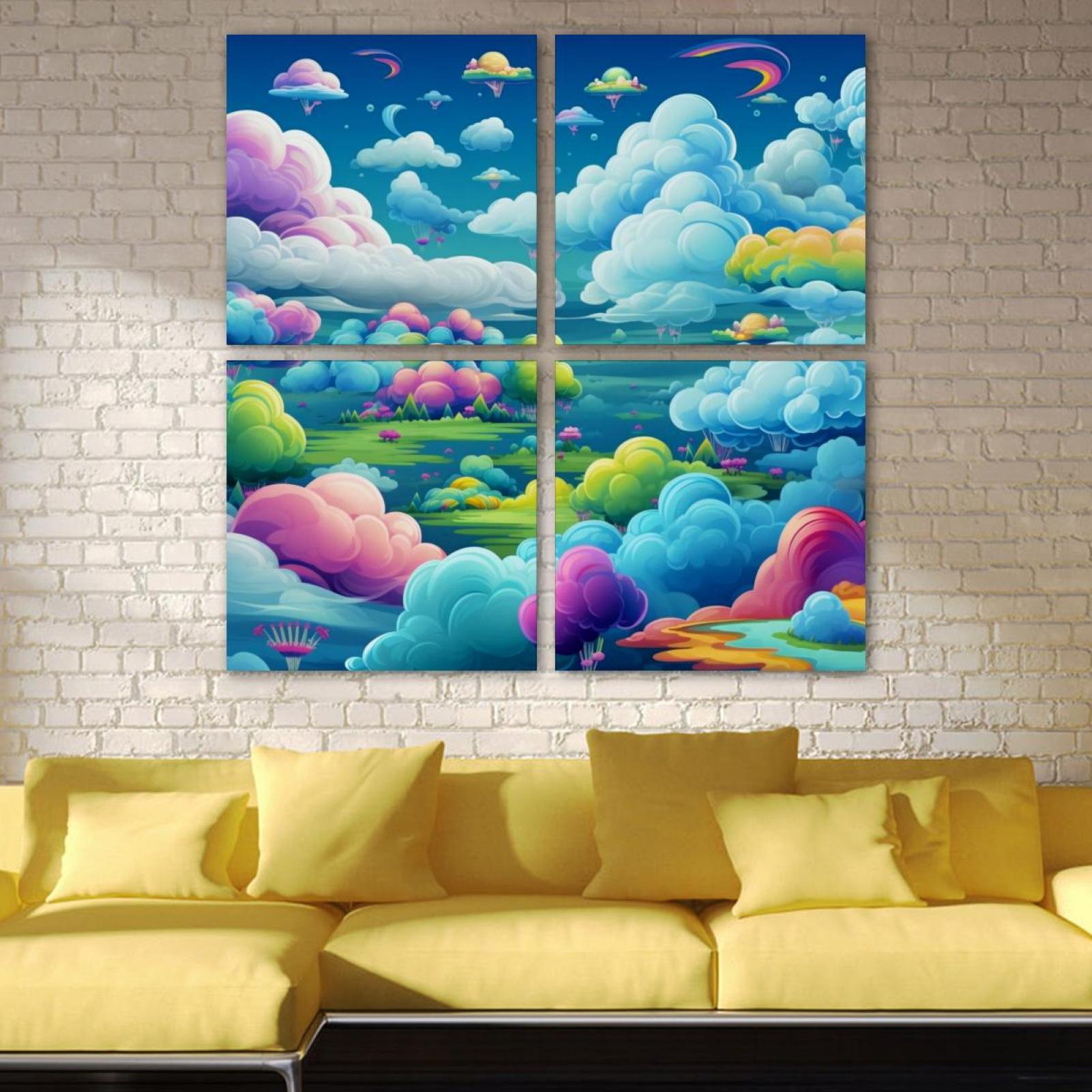 OWNSERIES Clouds Pattern Pattern 4PC Frameless Canvas Wall Art ...
