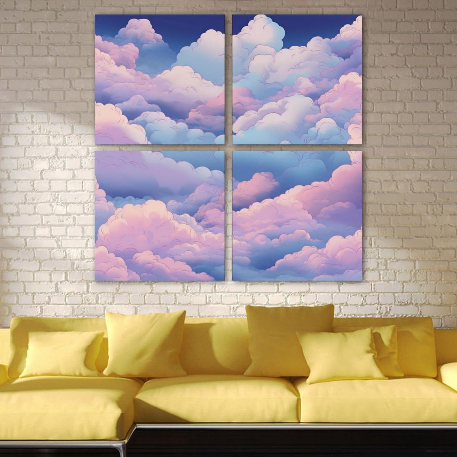 OWNSERIES Clouds Pattern Pattern 4PC Frameless Canvas Wall Art ...