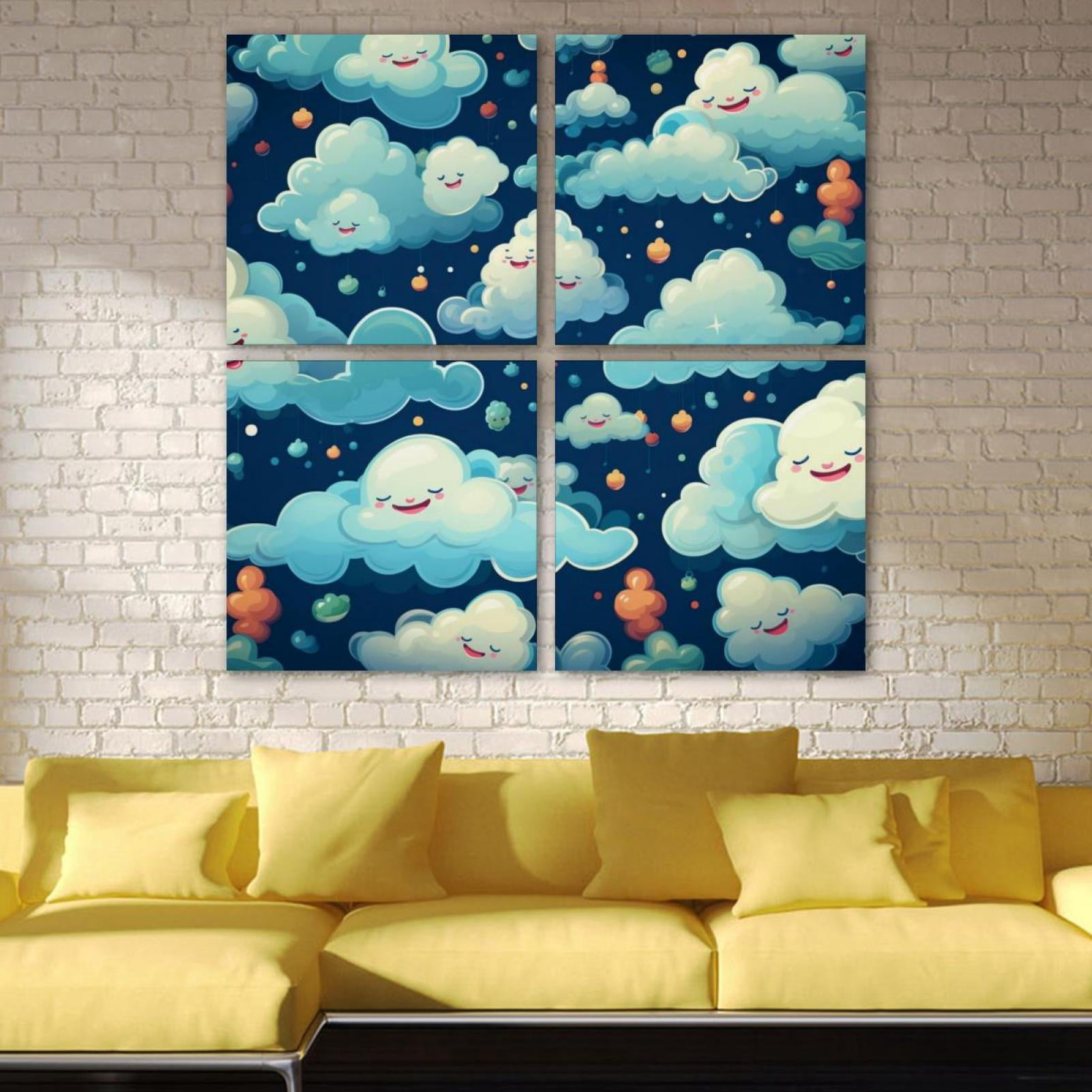 OWNSERIES Clouds Pattern Pattern 4PC Frameless Canvas Wall Art ...
