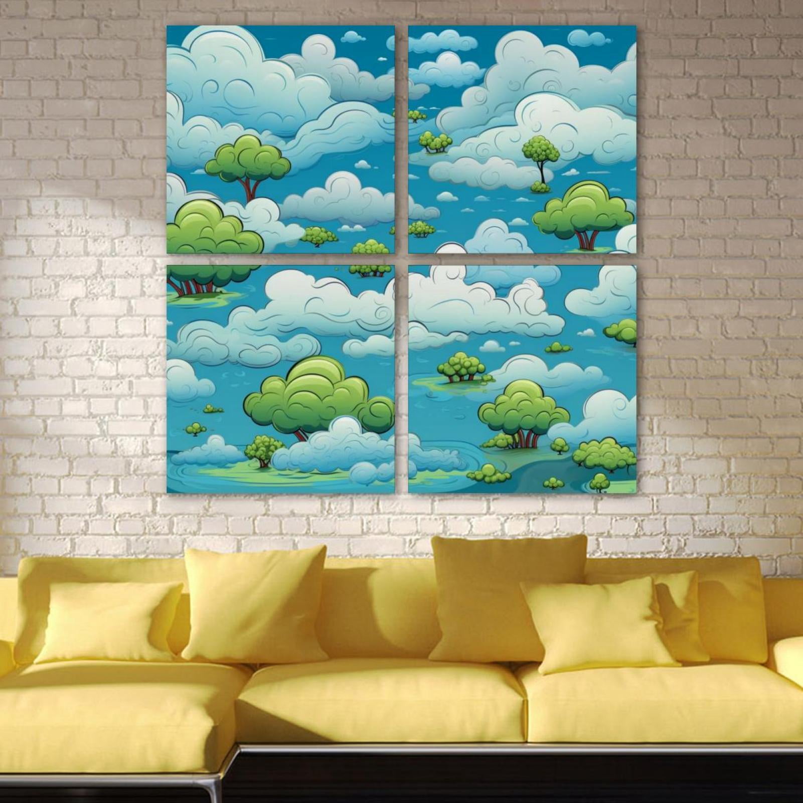 OWNSERIES Clouds Pattern Pattern 4PC Frameless Canvas Wall Art ...