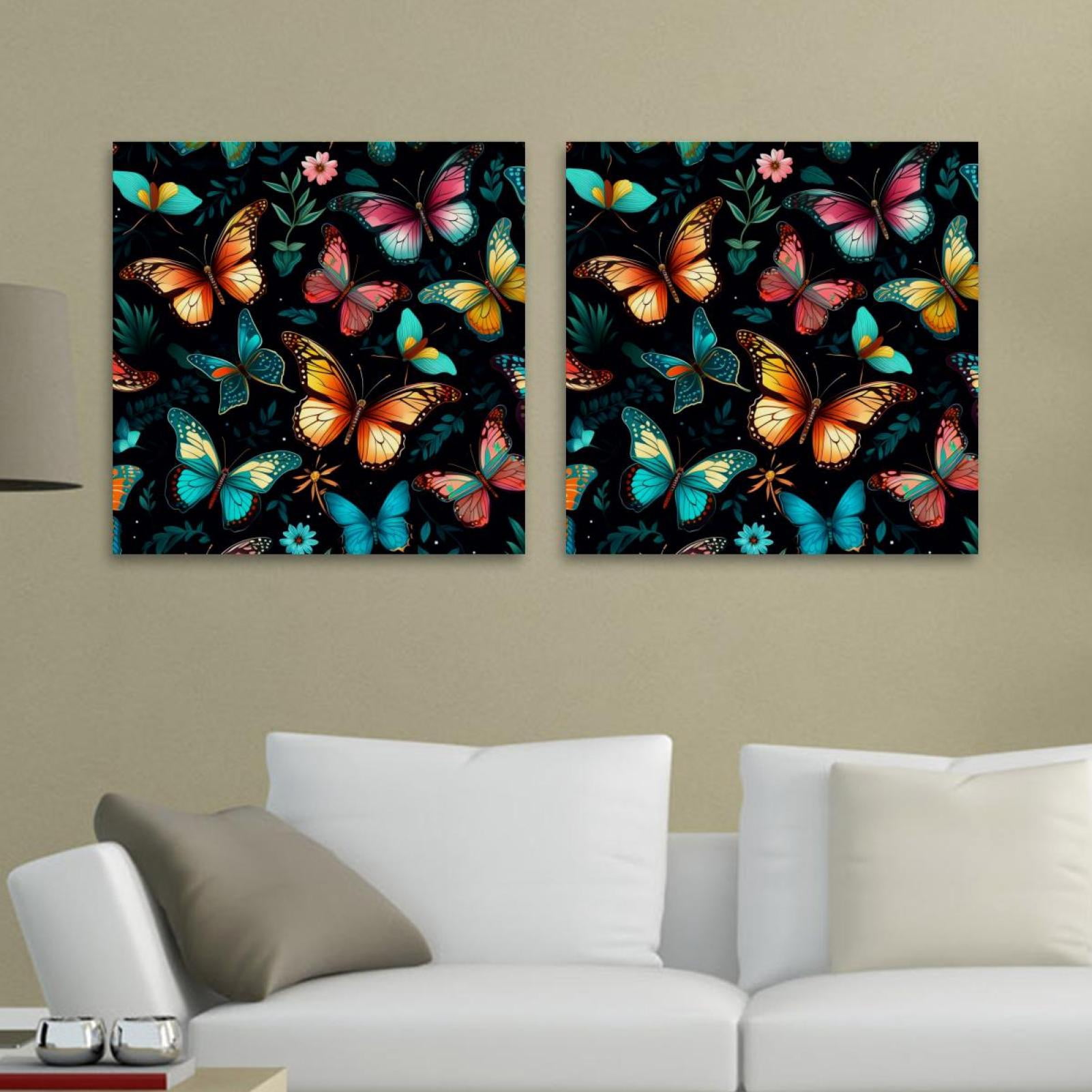 OWNSERIES Colorful Butterfly Pattern 2PC Canvas Wall Art Paintings for ...