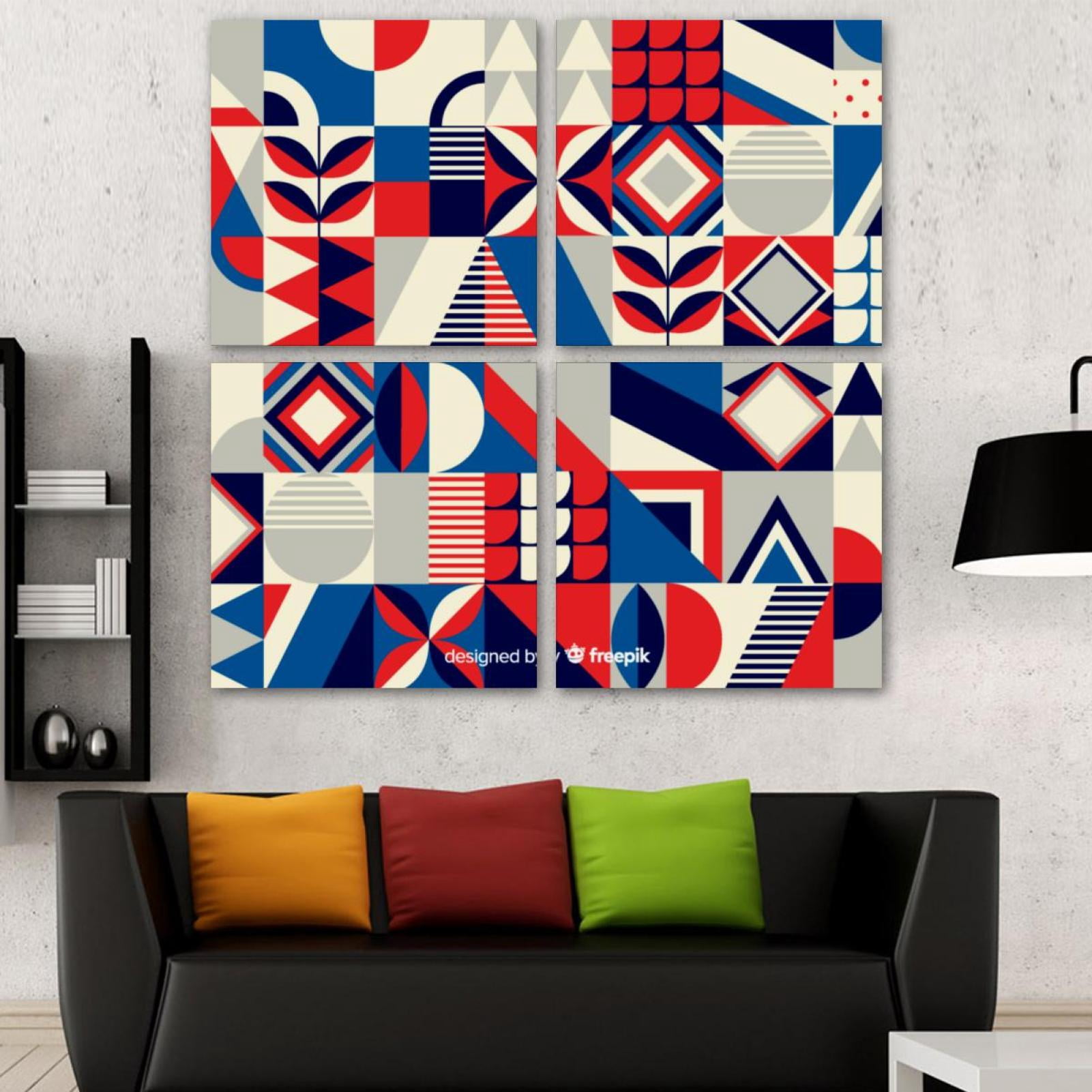 OWNSERIES Colorful Geometric Shape Mosaic Background Pattern 4PC ...