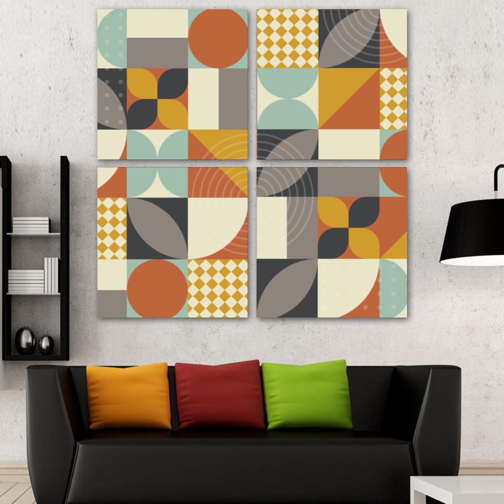 OWNSERIES Colorful Geometric Shape Mosaic Pattern 4PC Frameless Canvas ...