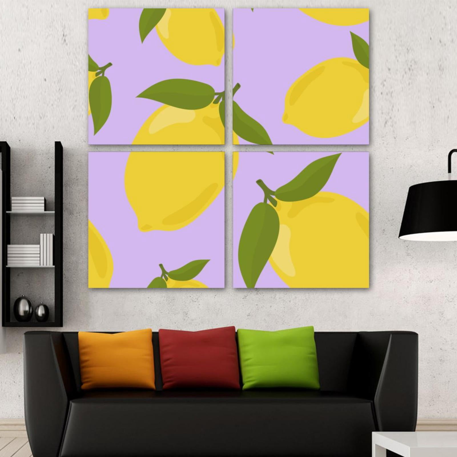 OWNSERIES Colorful Hand Drawn Lemon Pattern Pattern 4PC Frameless ...