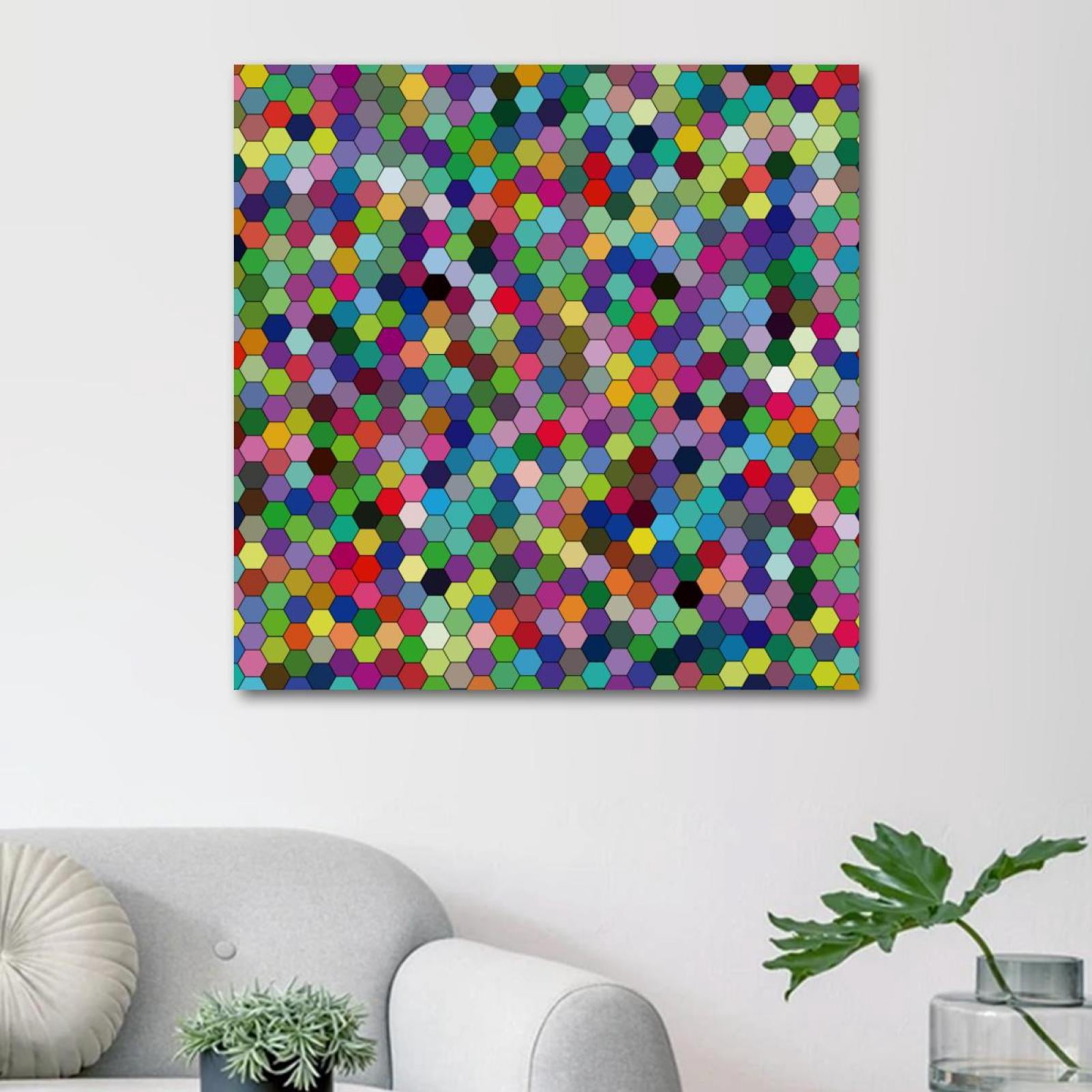 OWNSERIES Colorful Hexagon Geometric Mosaic Pattern Canvas Wall Art ...