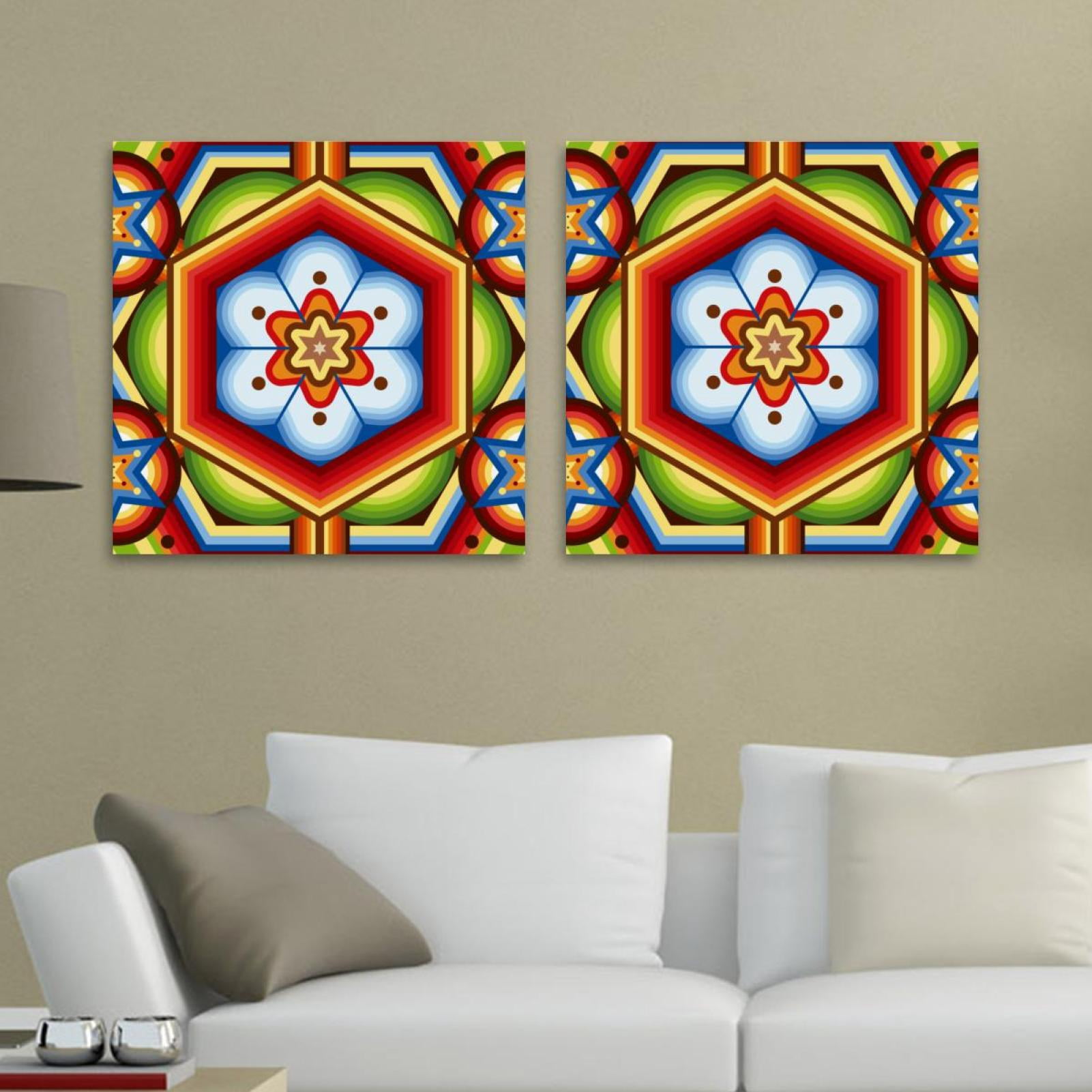 OWNSERIES Colorful Huichol Pattern 2PC Canvas Wall Art Paintings for ...