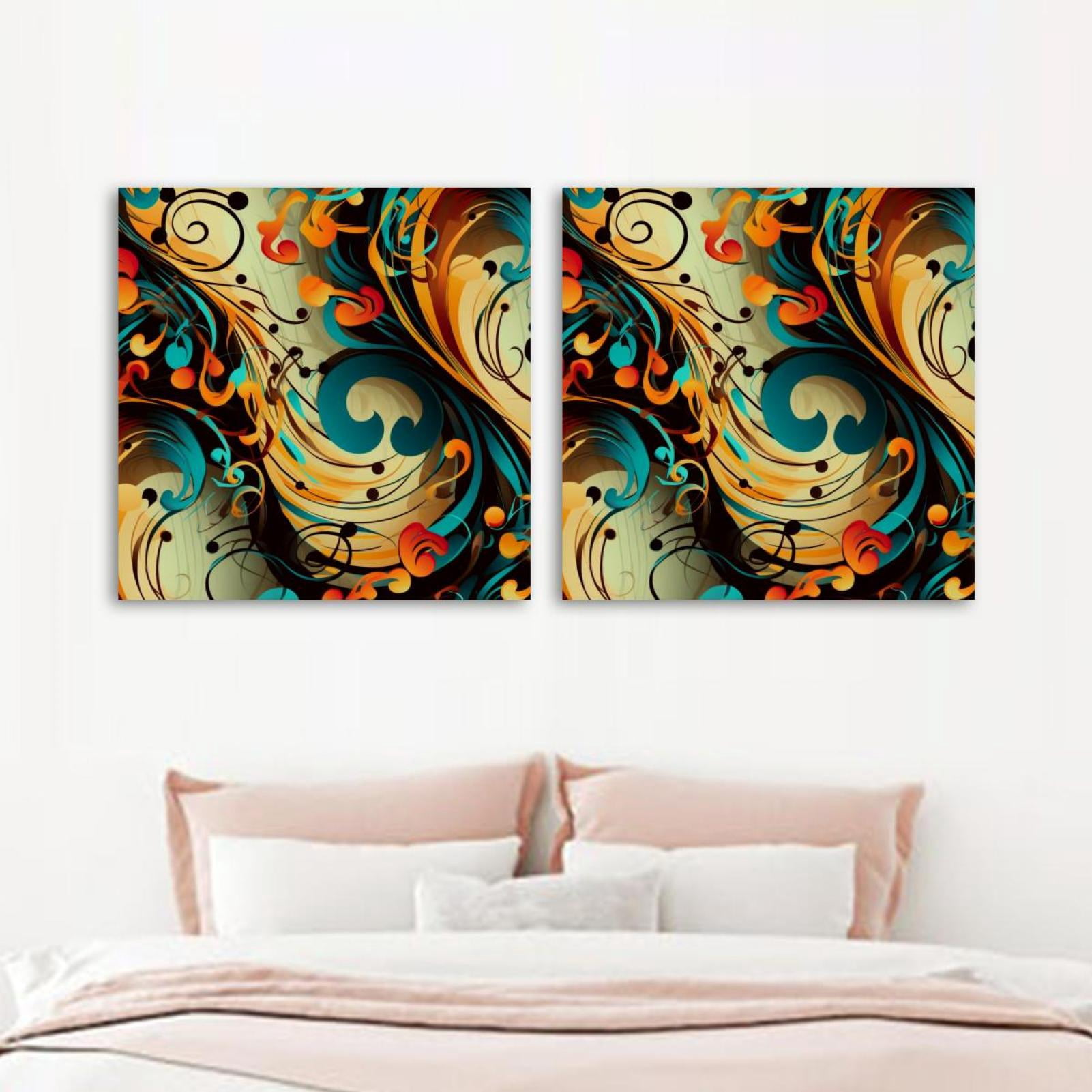 OWNSERIES Colorful Note Pattern 2PC Canvas Wall Art Paintings for ...