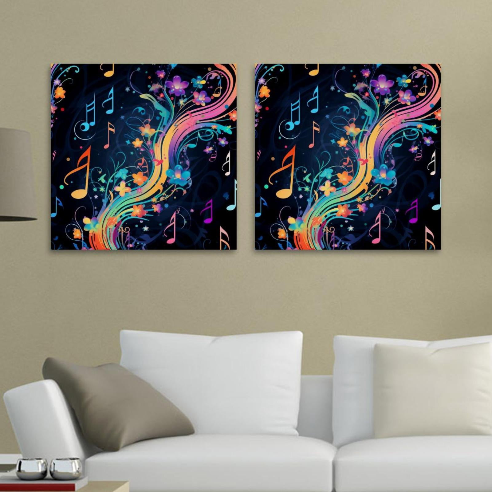 OWNSERIES Colorful Note Pattern 2PC Canvas Wall Art Paintings for ...