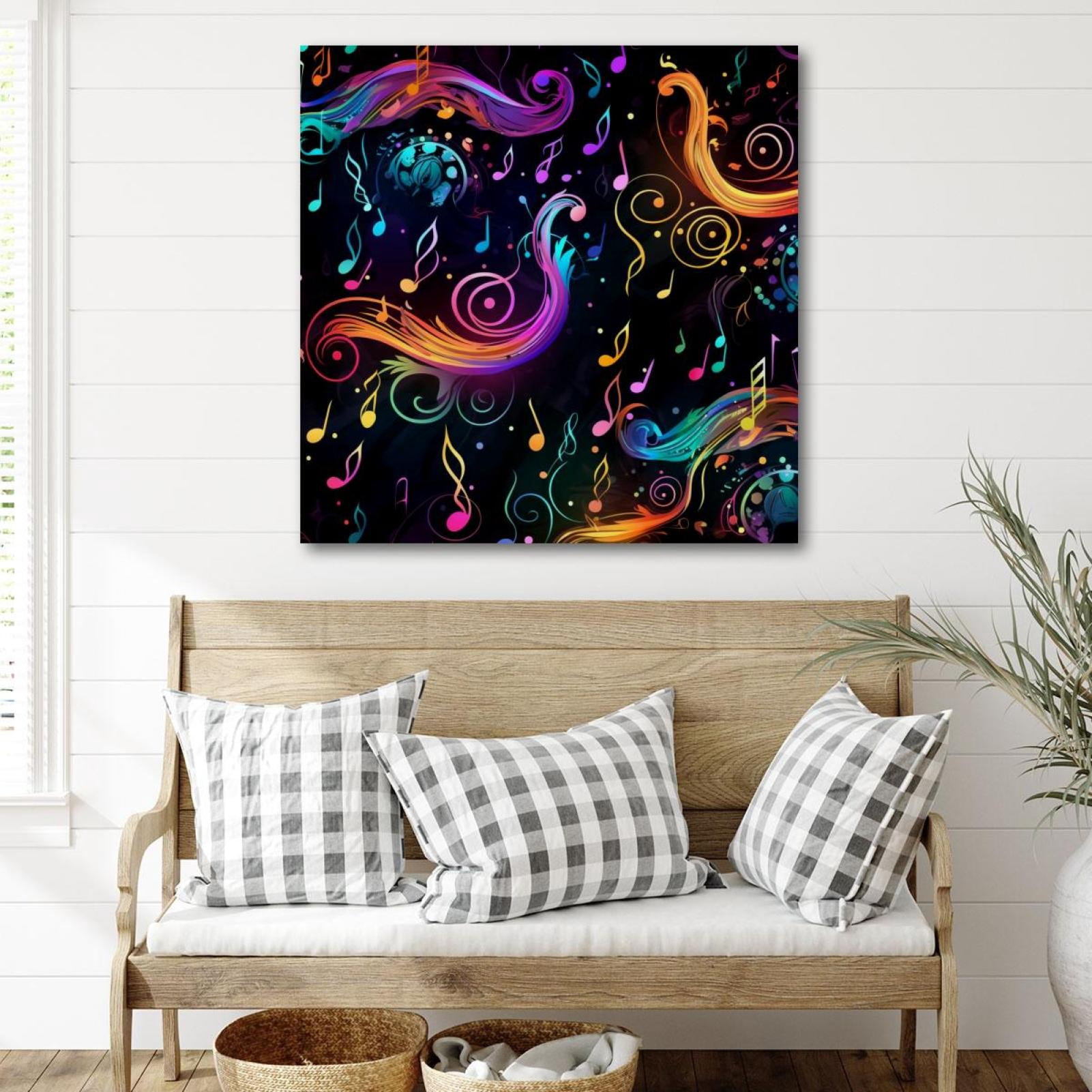 OWNSERIES Colorful Note Pattern Canvas Wall Art Paintings for Living ...