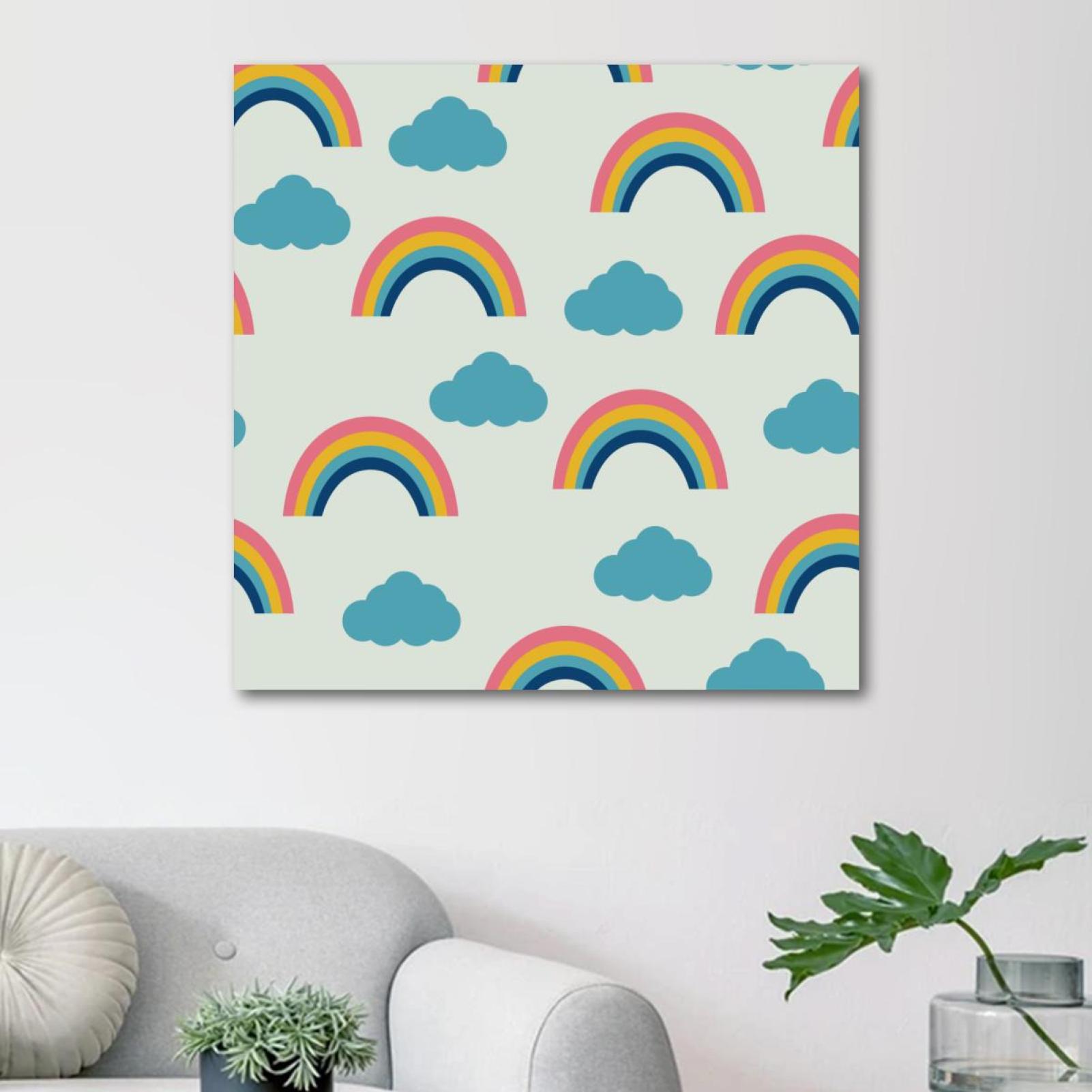 OWNSERIES Colorful Rainbow Blue Clouds Pattern Canvas Wall Art ...