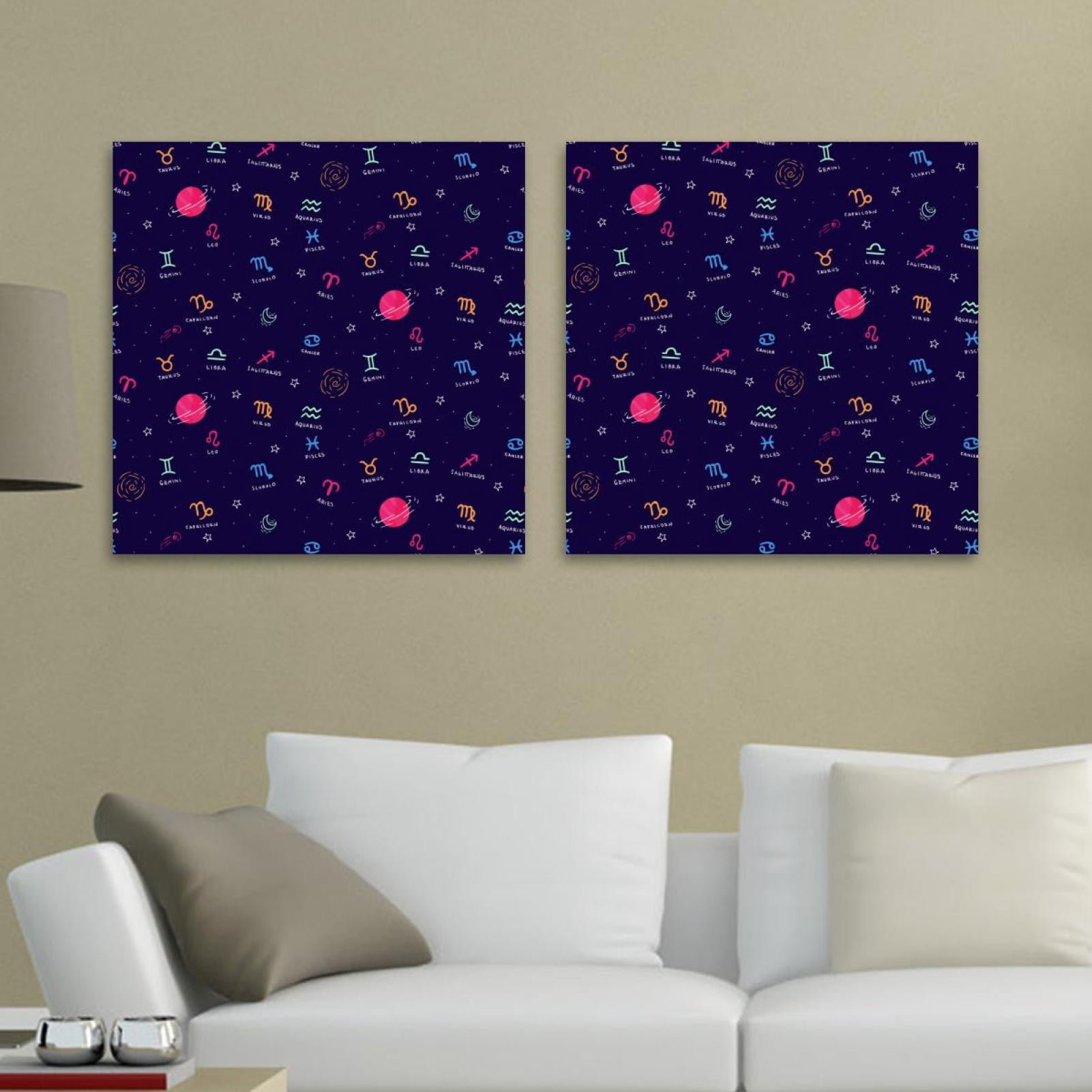 OWNSERIES Colorful Zodiac Pattern 2PC Canvas Wall Art Paintings for ...