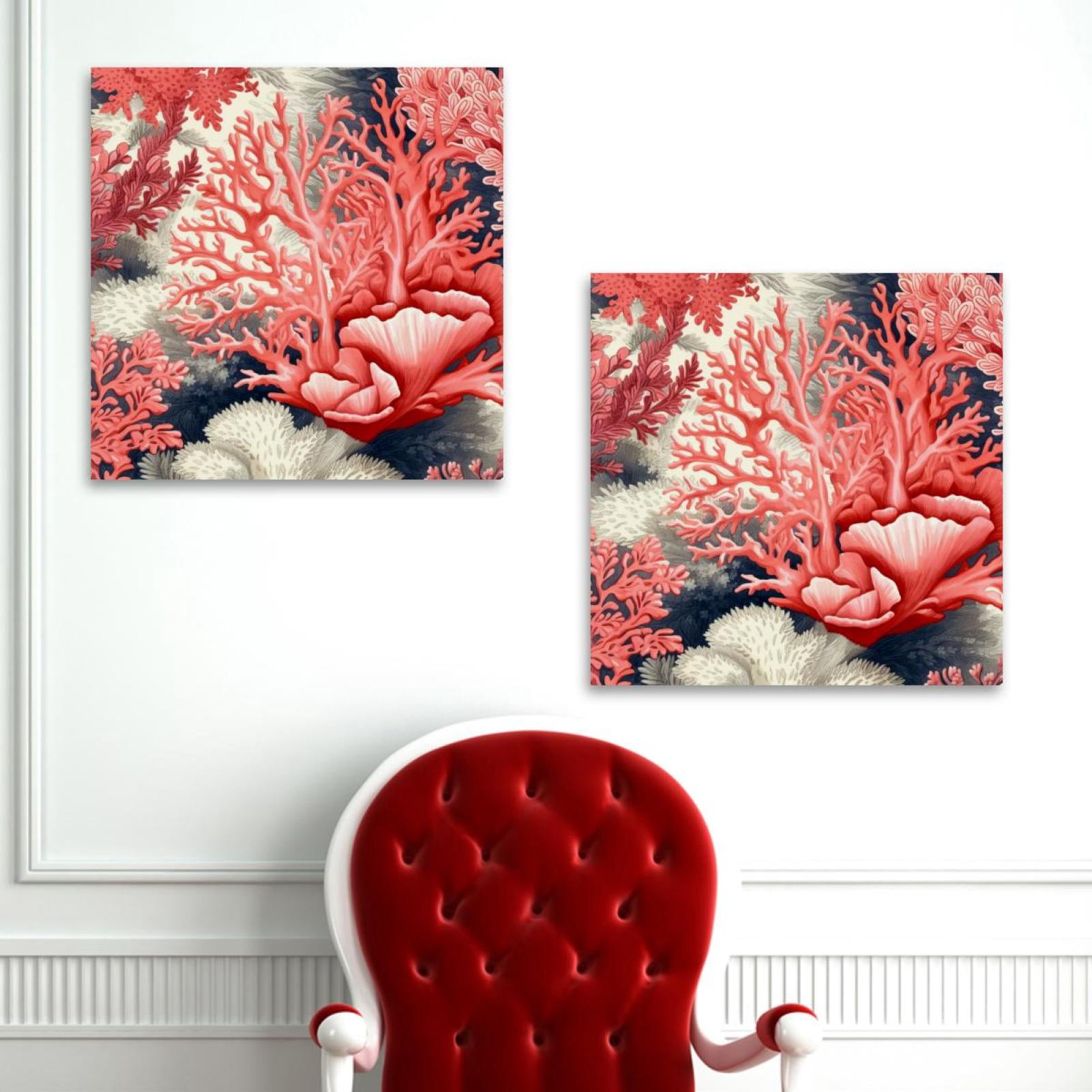 OWNSERIES Coral Pattern 2PC Canvas Wall Art Paintings for Living Room ...