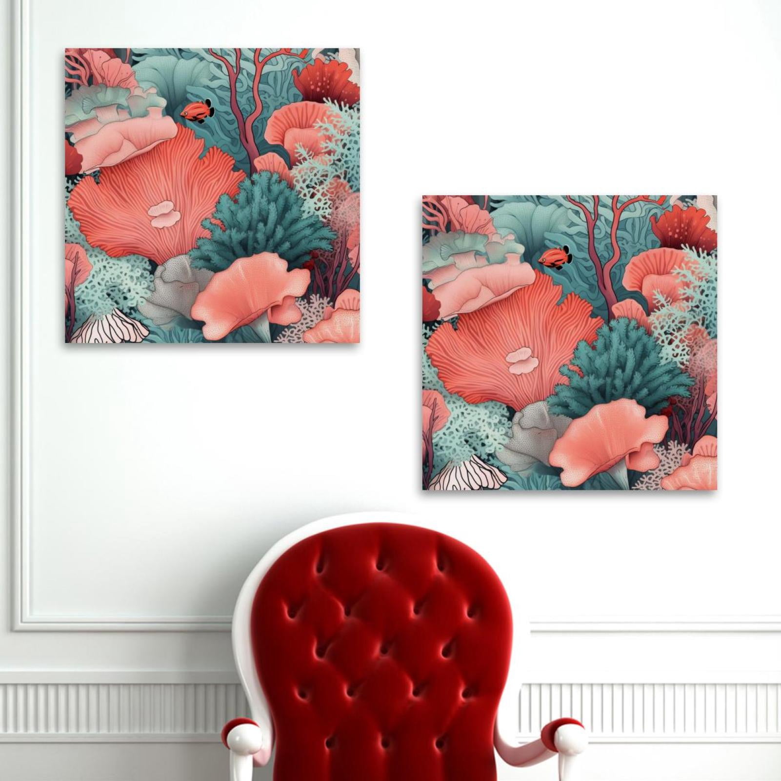 OWNSERIES Coral Pattern 2PC Canvas Wall Art Paintings for Living Room ...