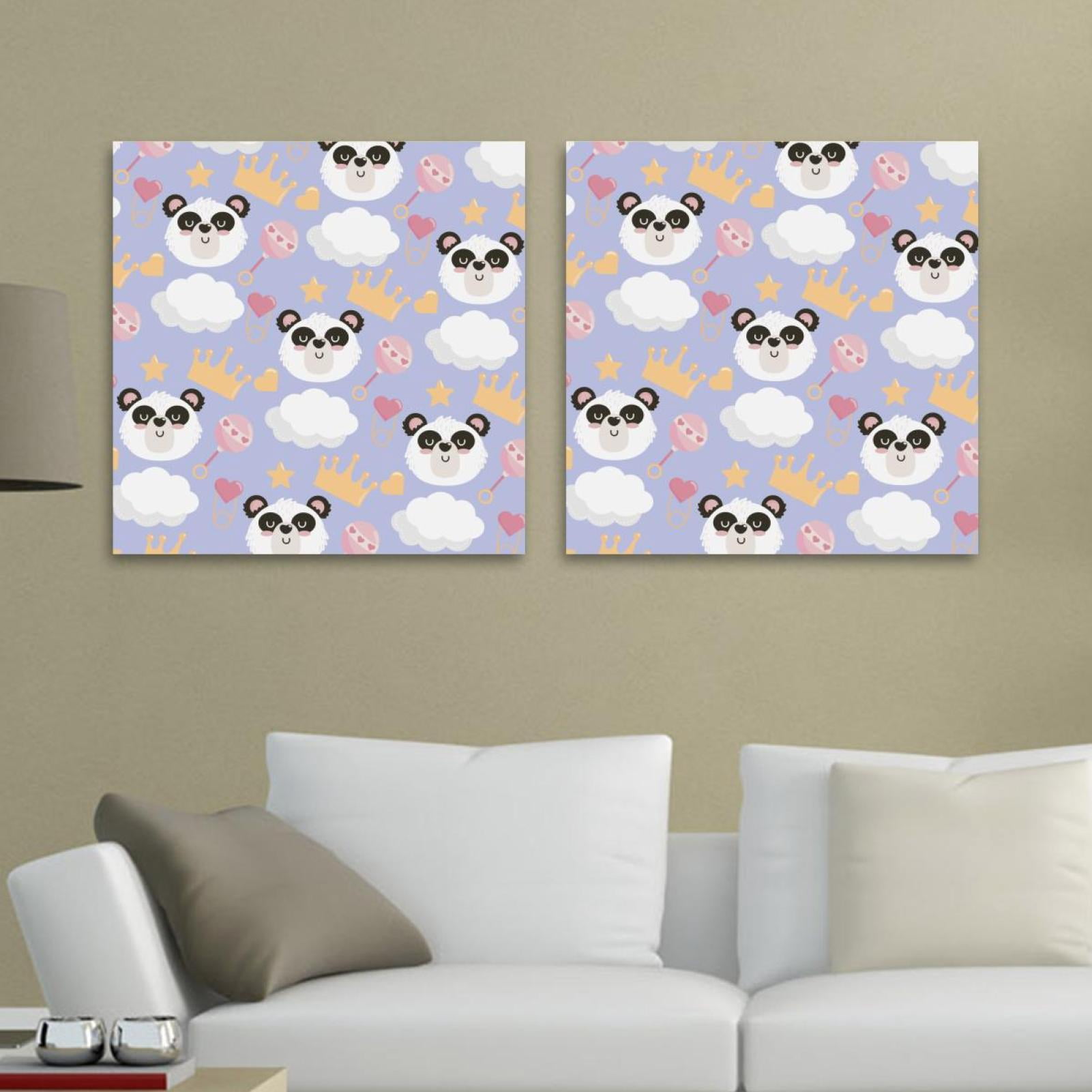 OWNSERIES Cute Panda Head Pattern 2PC Canvas Wall Art Paintings for ...