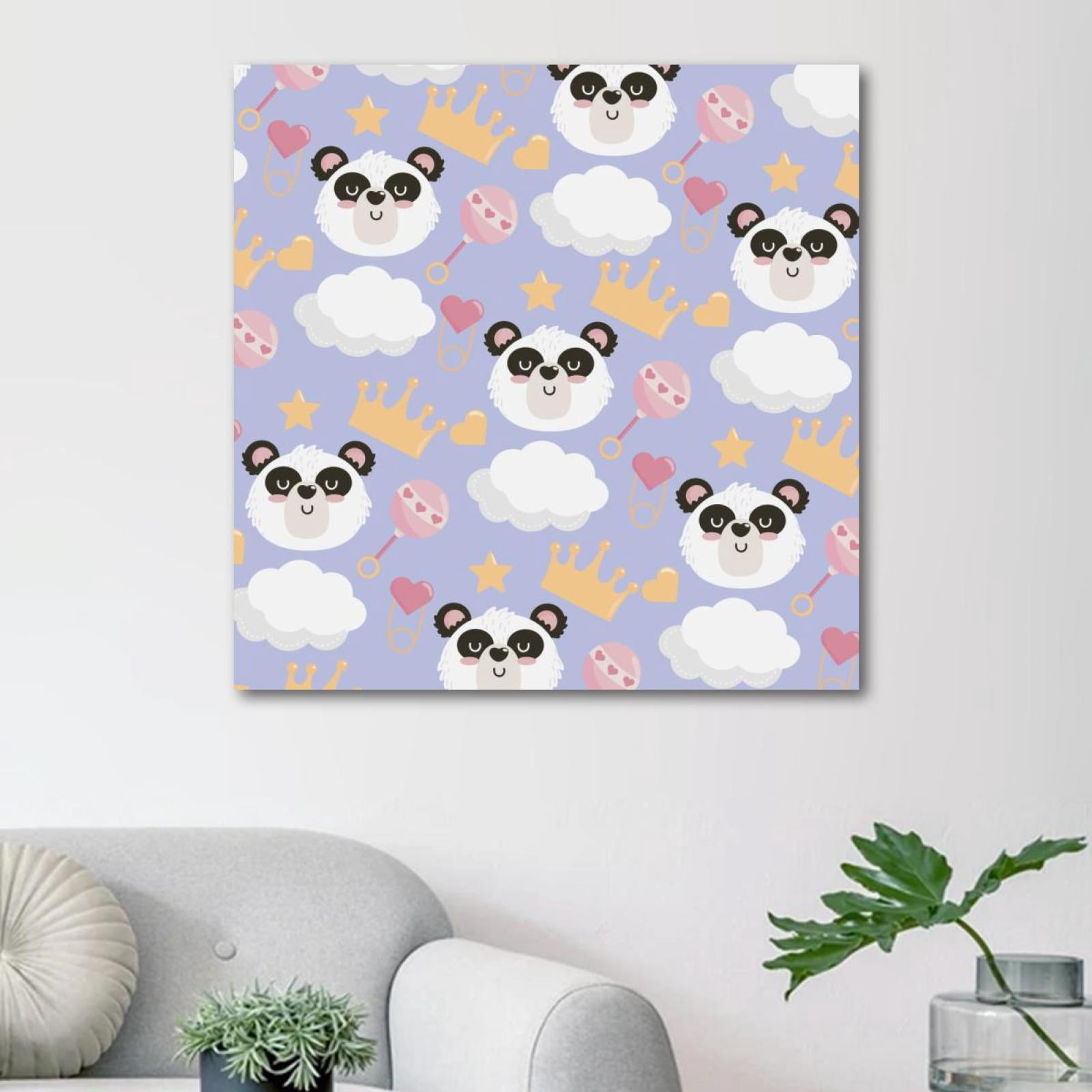 OWNSERIES Cute Panda Head Pattern Canvas Wall Art Paintings for Living ...
