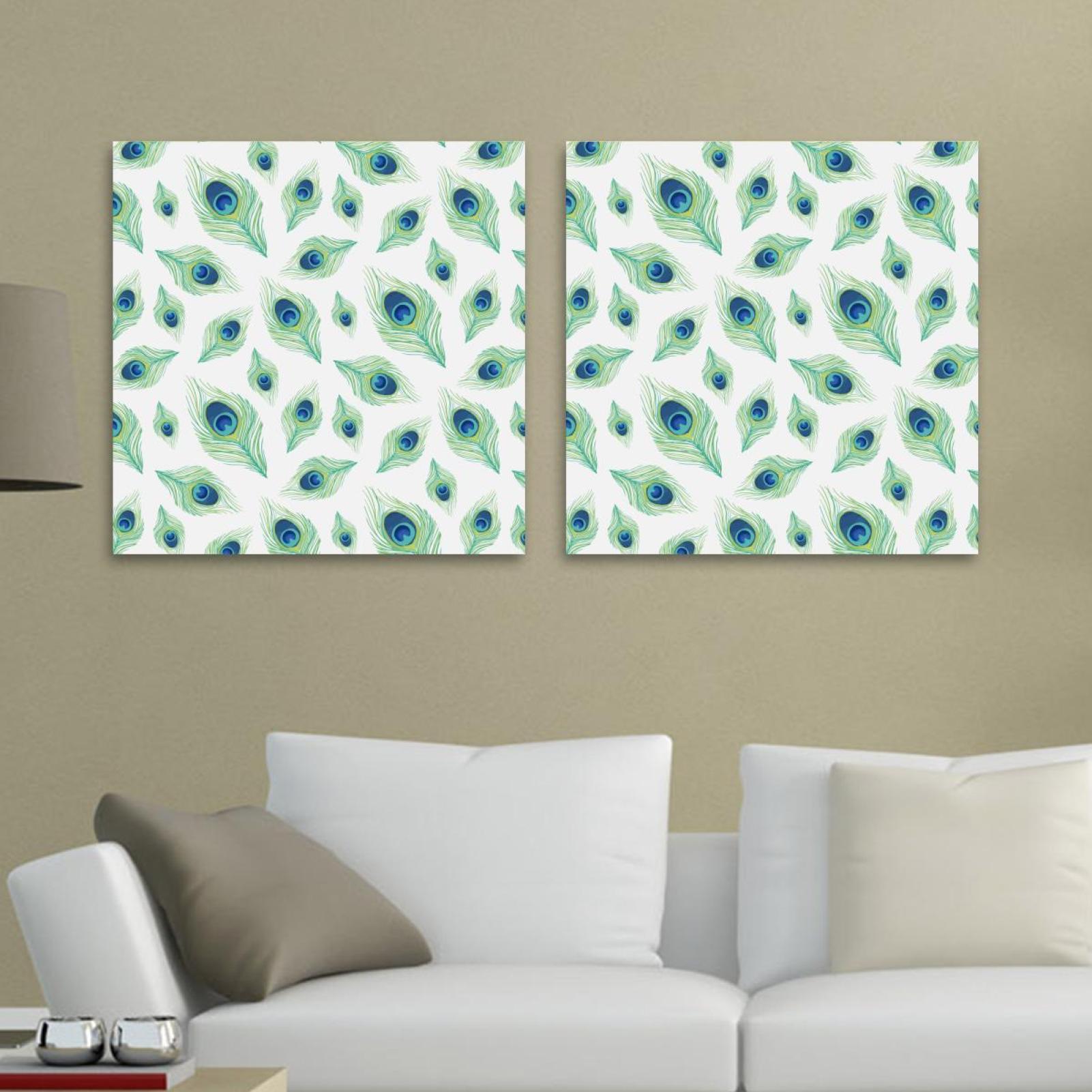 OWNSERIES Decorative Peacock Feather Pattern-01 Pattern 2PC Canvas Wall ...