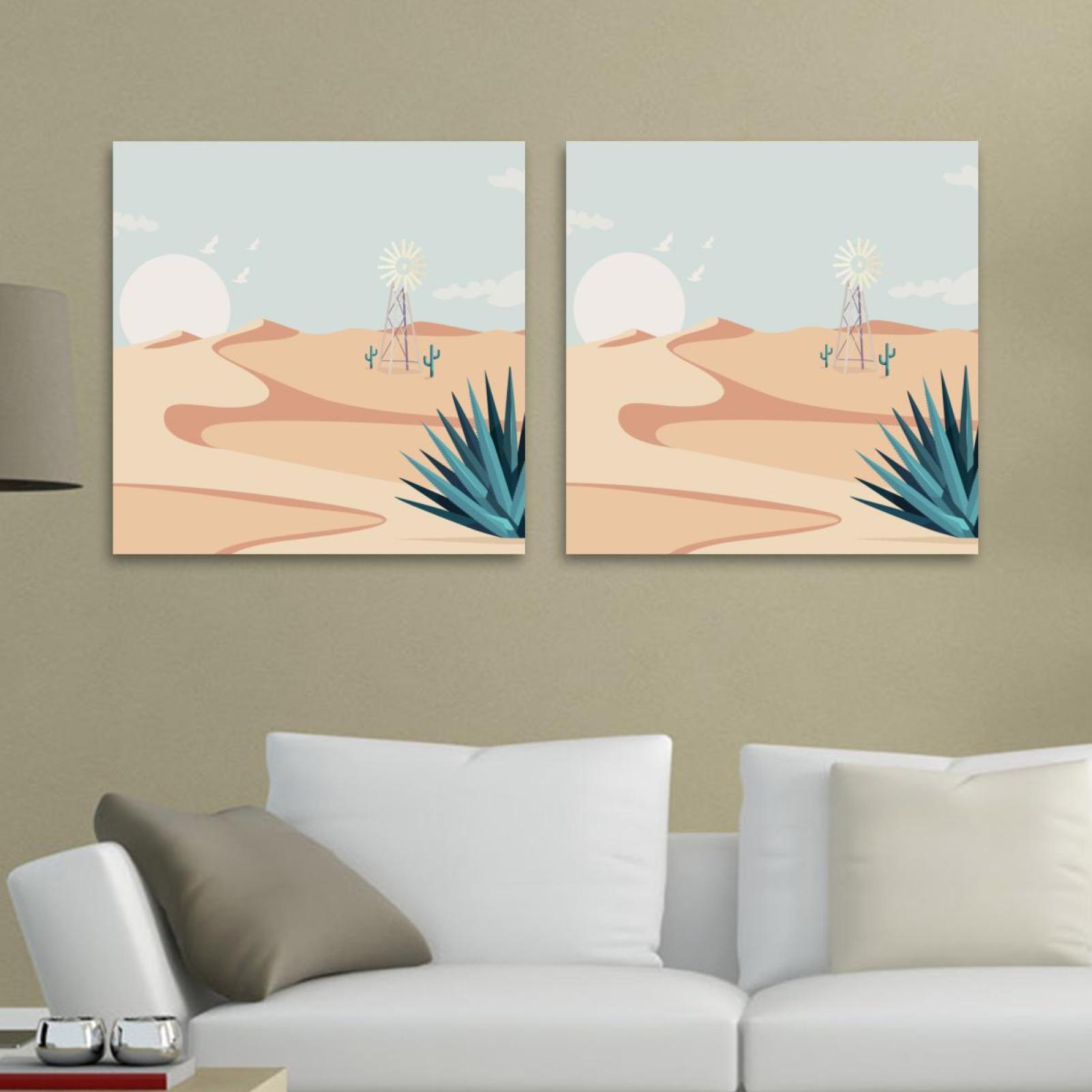 OWNSERIES Desert Pattern 2PC Canvas Wall Art Paintings for Living Room ...