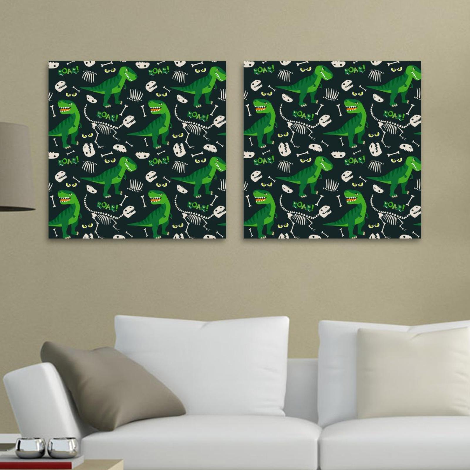 OWNSERIES Dinosaur Skull Bones Pattern 2PC Canvas Wall Art Paintings ...