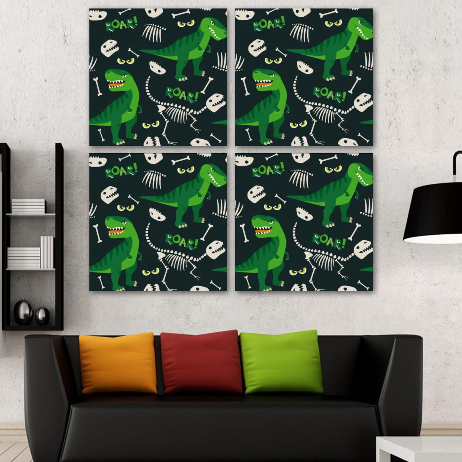 OWNSERIES Dinosaur Skull Bones Pattern Pattern 4PC Frameless Canvas ...