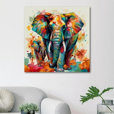 OWNSERIES Elephant Pattern Canvas Wall Art Paintings for Living Room Canvas Frameless Print Wall Artworks Bedroom Decoration