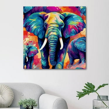 OWNSERIES Elephant Pattern Canvas Wall Art Paintings for Living Room Canvas Frameless Print Wall Artworks Bedroom Decoration