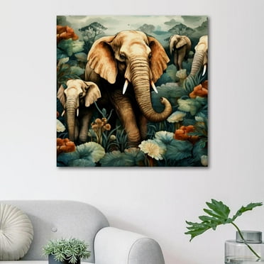 OWNSERIES Elephant Pattern Canvas Wall Art Paintings for Living Room Canvas Frameless Print Wall Artworks Bedroom Decoration