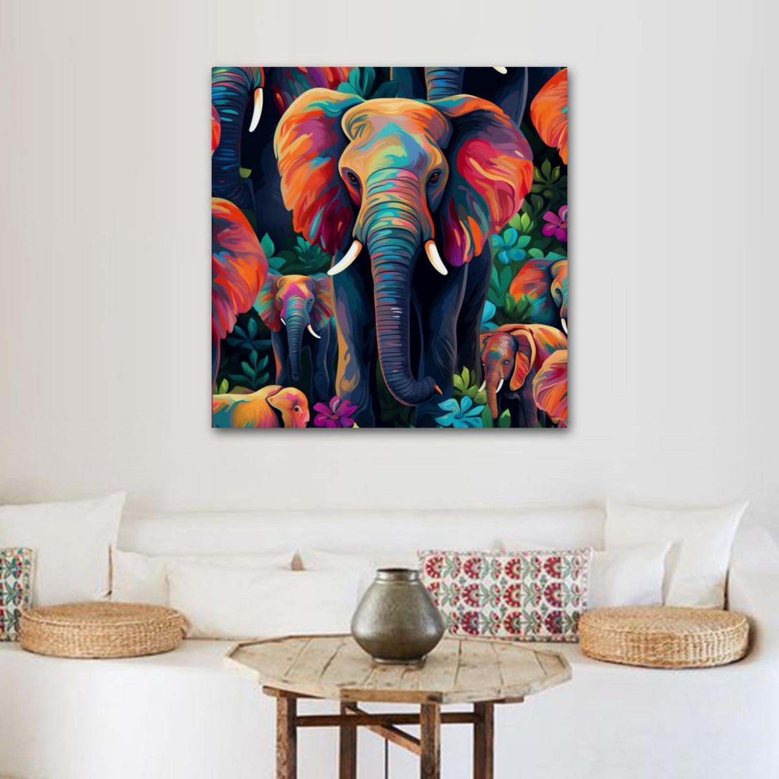 OWNSERIES Elephant Pattern Pattern Canvas Wall Art Paintings for Living ...
