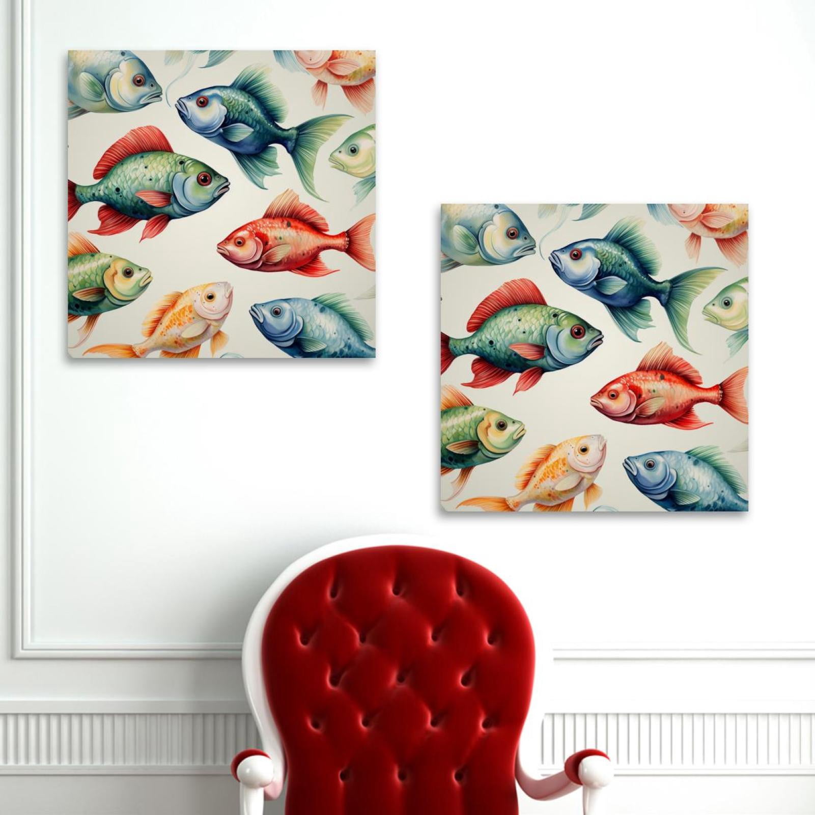 OWNSERIES Fish Pattern 2PC Canvas Wall Art Paintings for Living Room ...