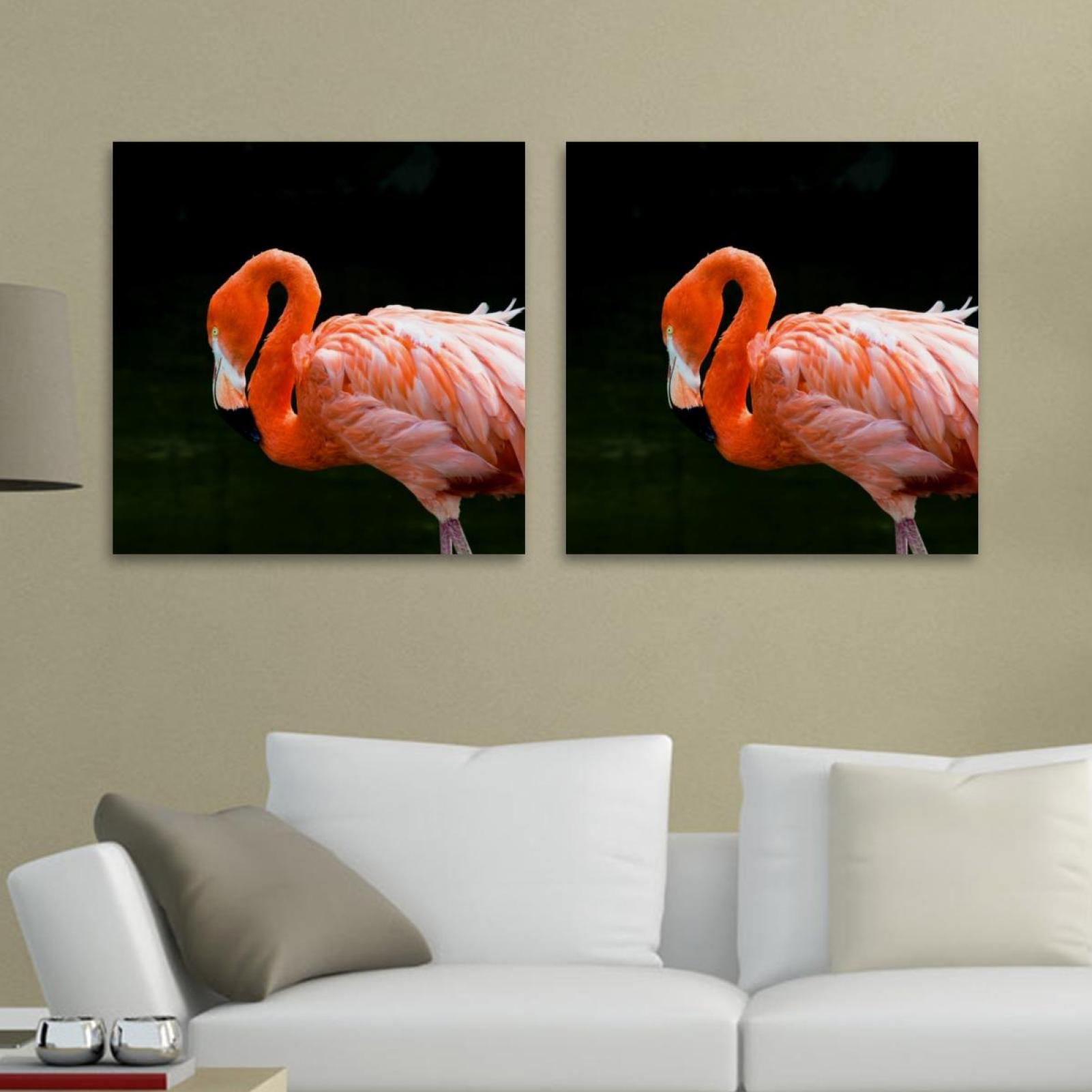 OWNSERIES Flamingo Pattern 2PC Canvas Wall Art Paintings for Living