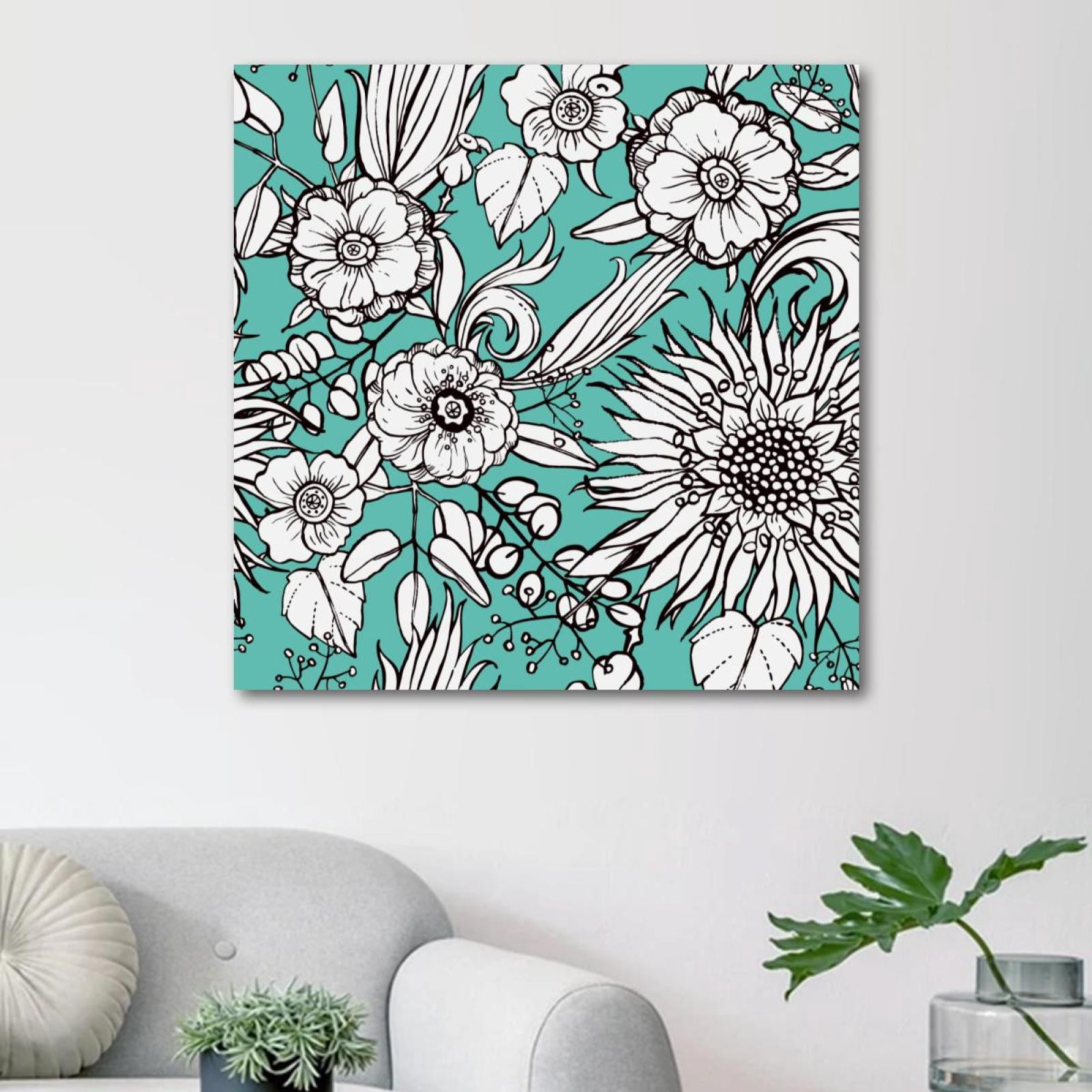 OWNSERIES Floral Flower Pattern Canvas Wall Art Paintings for Living ...