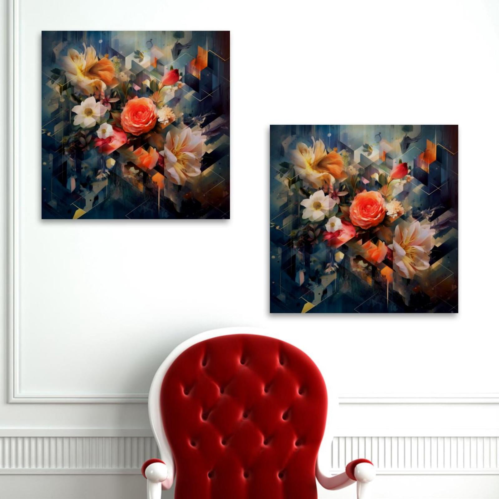 OWNSERIES Floral Pattern 2PC Canvas Wall Art Paintings for Living Room ...