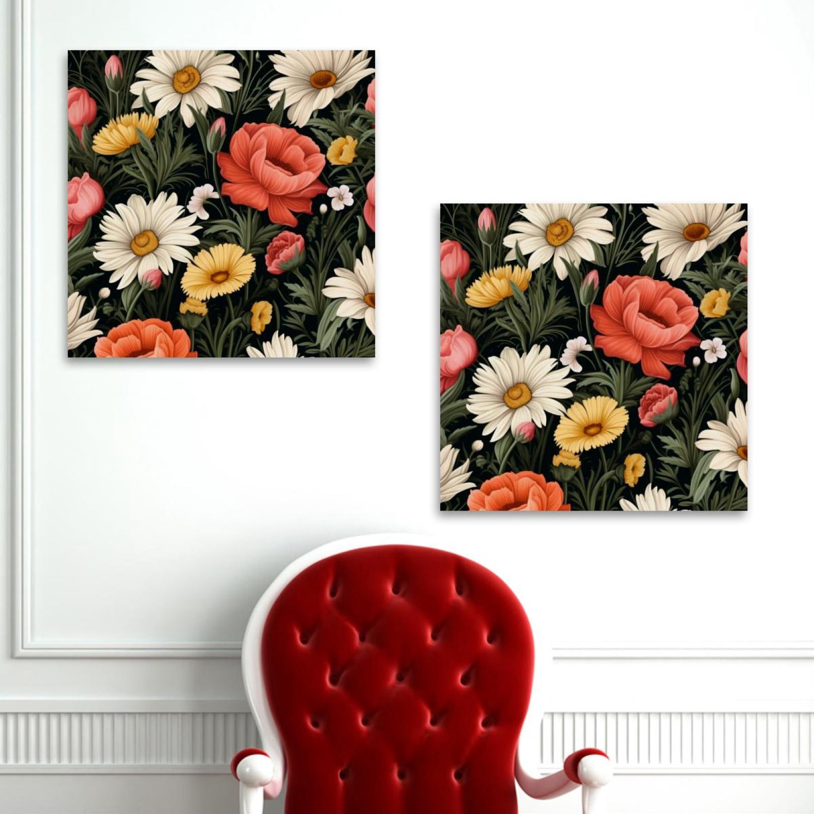 OWNSERIES Floral Pattern 2PC Canvas Wall Art Paintings for Living Room ...