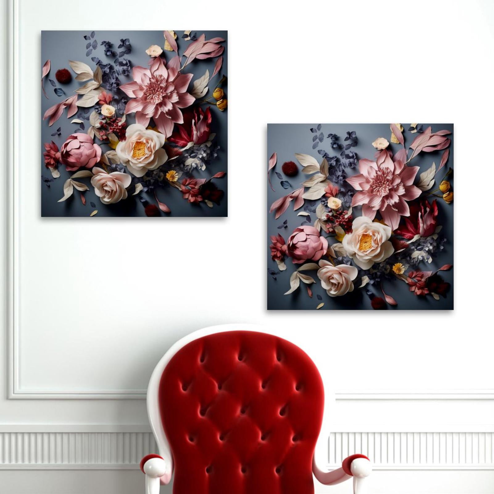 OWNSERIES Floral Pattern 2PC Canvas Wall Art Paintings for Living Room ...