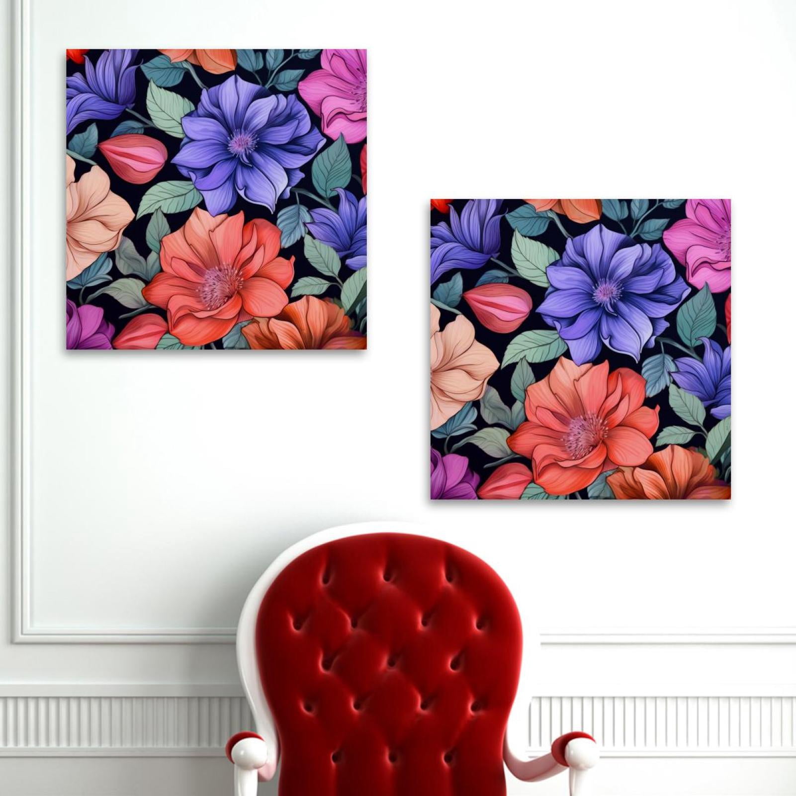 OWNSERIES Floral Pattern 2PC Canvas Wall Art Paintings for Living Room ...