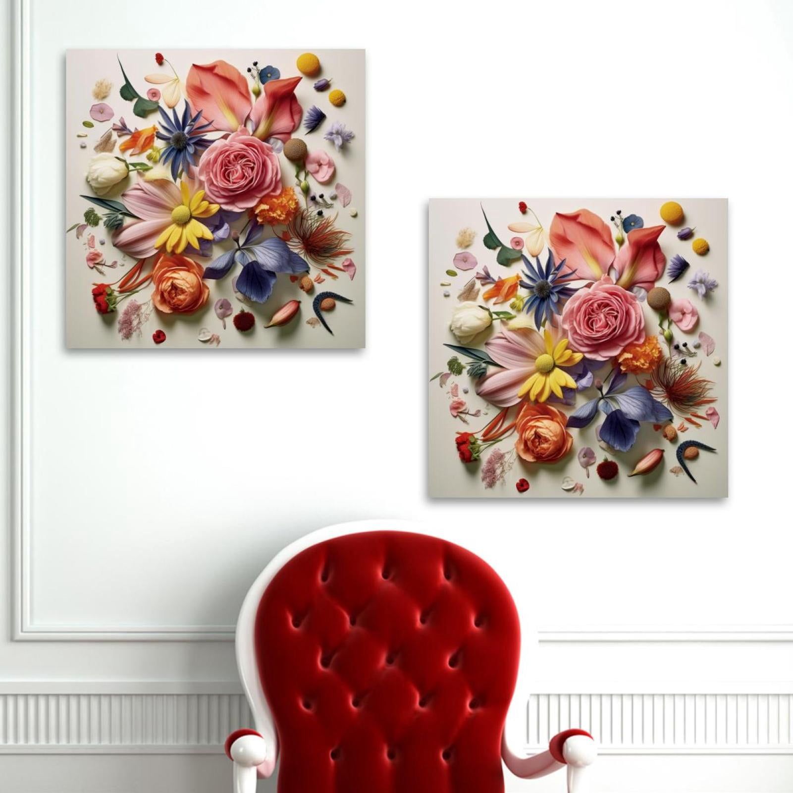 OWNSERIES Floral Pattern 2PC Canvas Wall Art Paintings for Living Room ...
