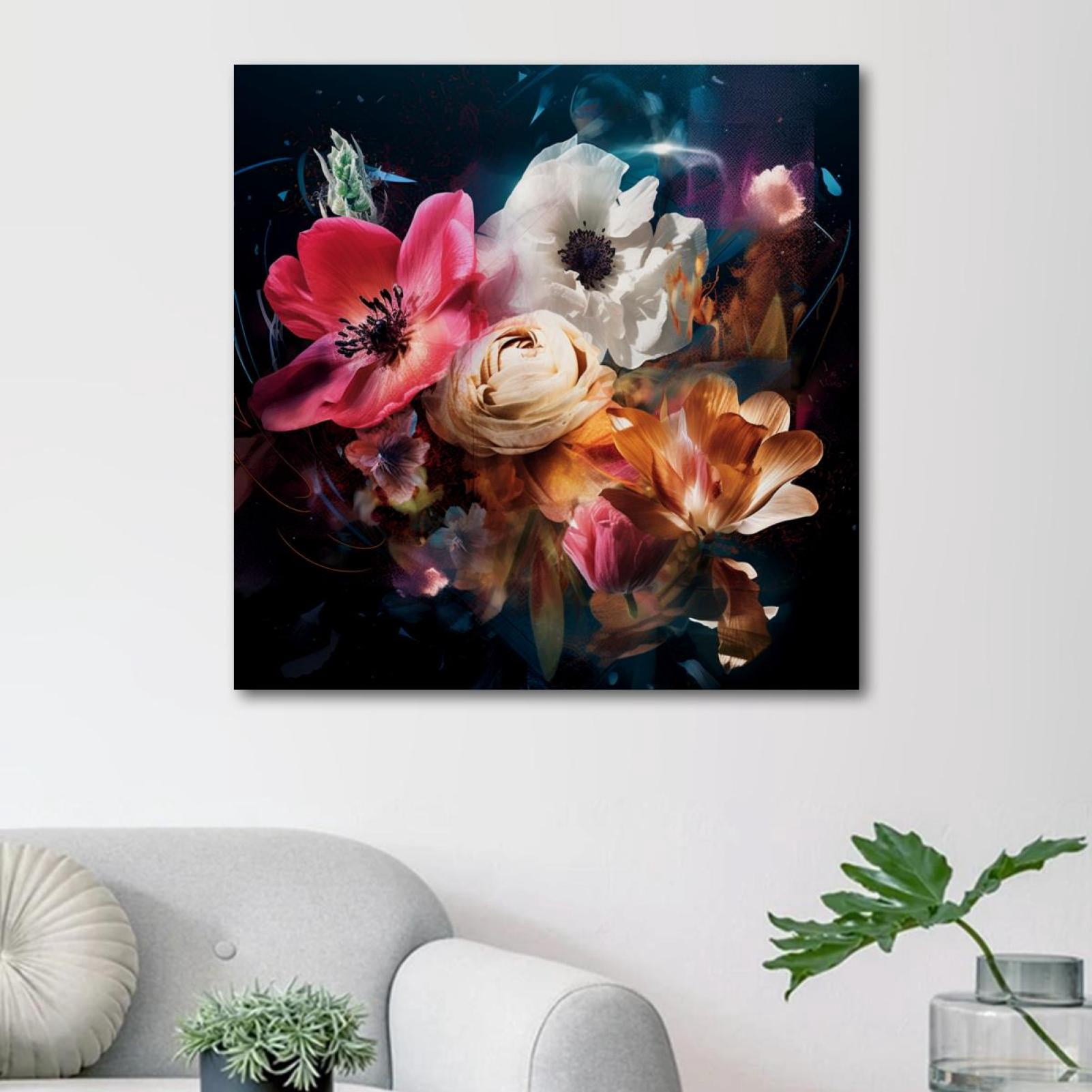OWNSERIES Floral Pattern Canvas Wall Art Paintings for Living Room ...